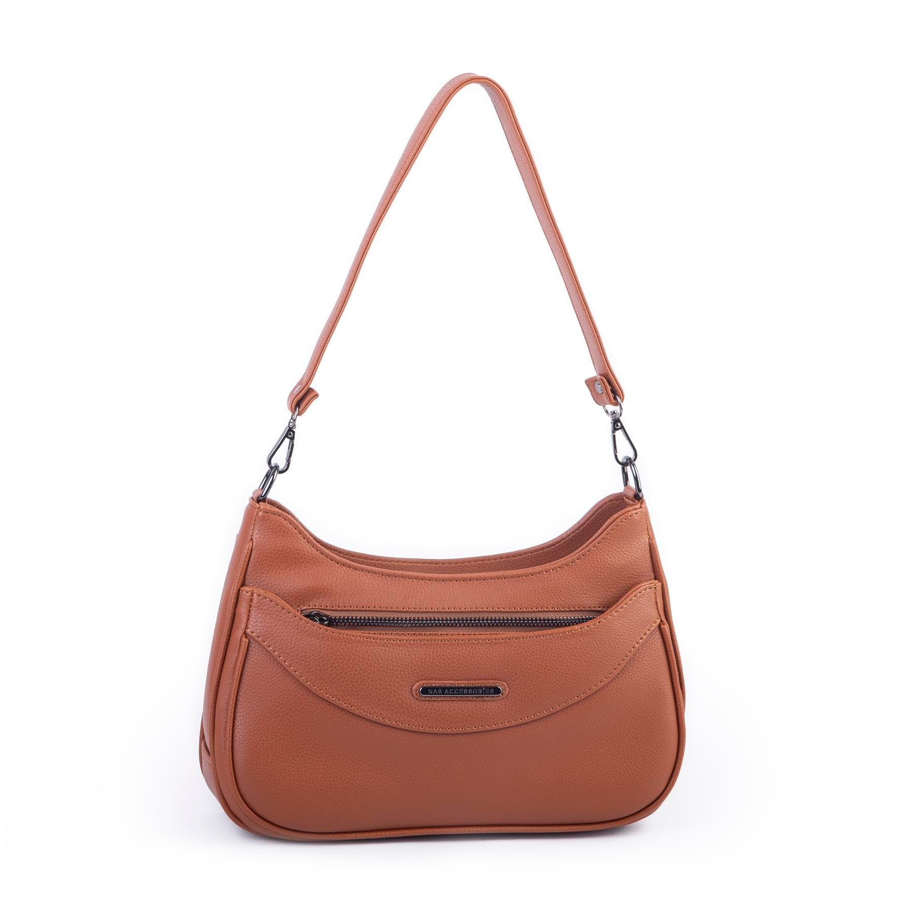 Nas Bag Kadın Omuz ve Çapraz Baget Çanta Taba Prestij ( 28x17  cm)