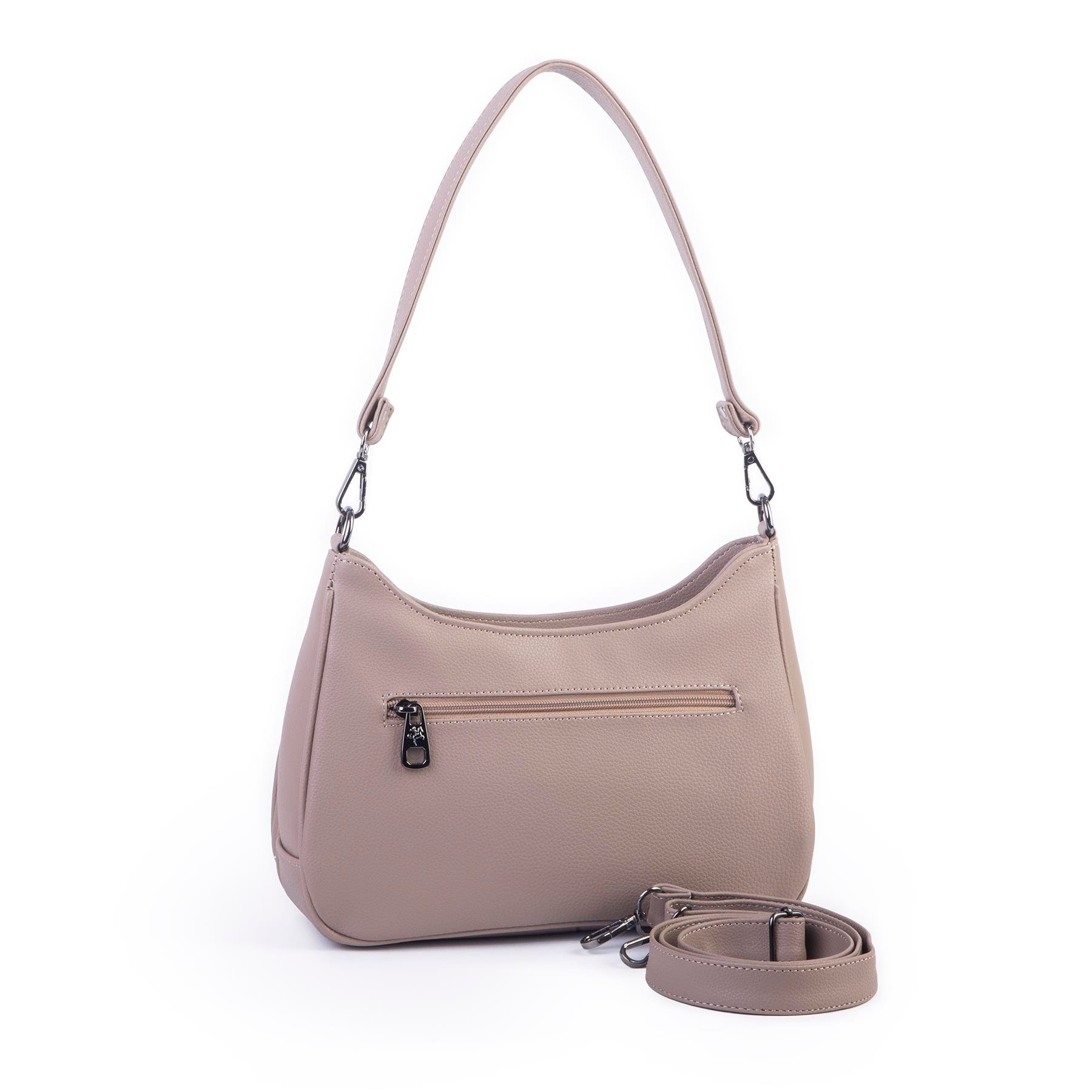 Nas Bag Kadın Omuz ve Çapraz Baget Çanta Vizon Prestij ( 28x17  cm)