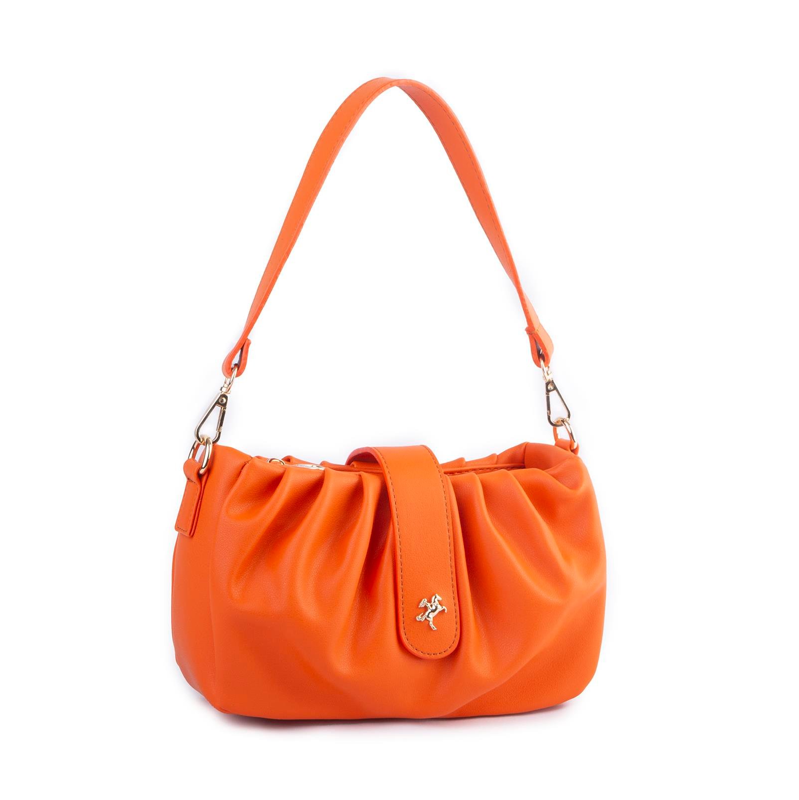 Nas Bag Kadın Omuz ve Çapraz Çanta Çift Askılı Turuncu  Dona (24x18cm)
