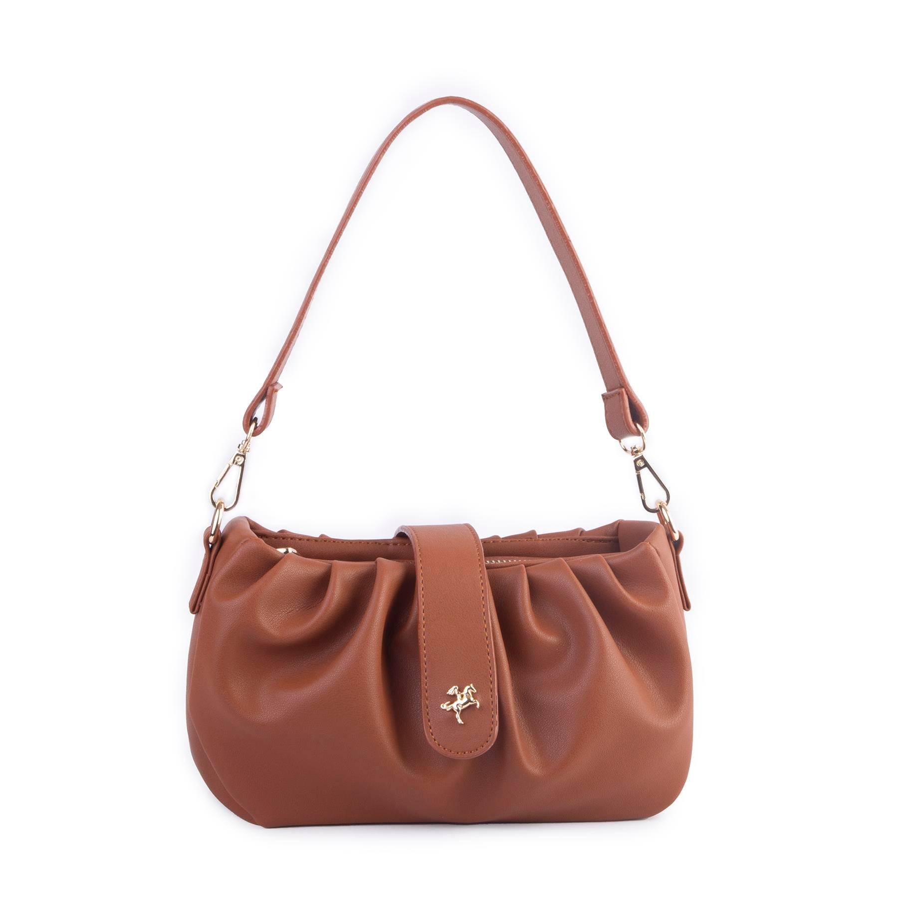 Nas Bag Kadın Omuz ve Çapraz Çanta Çift Askılı Taba Dona (24x18cm)