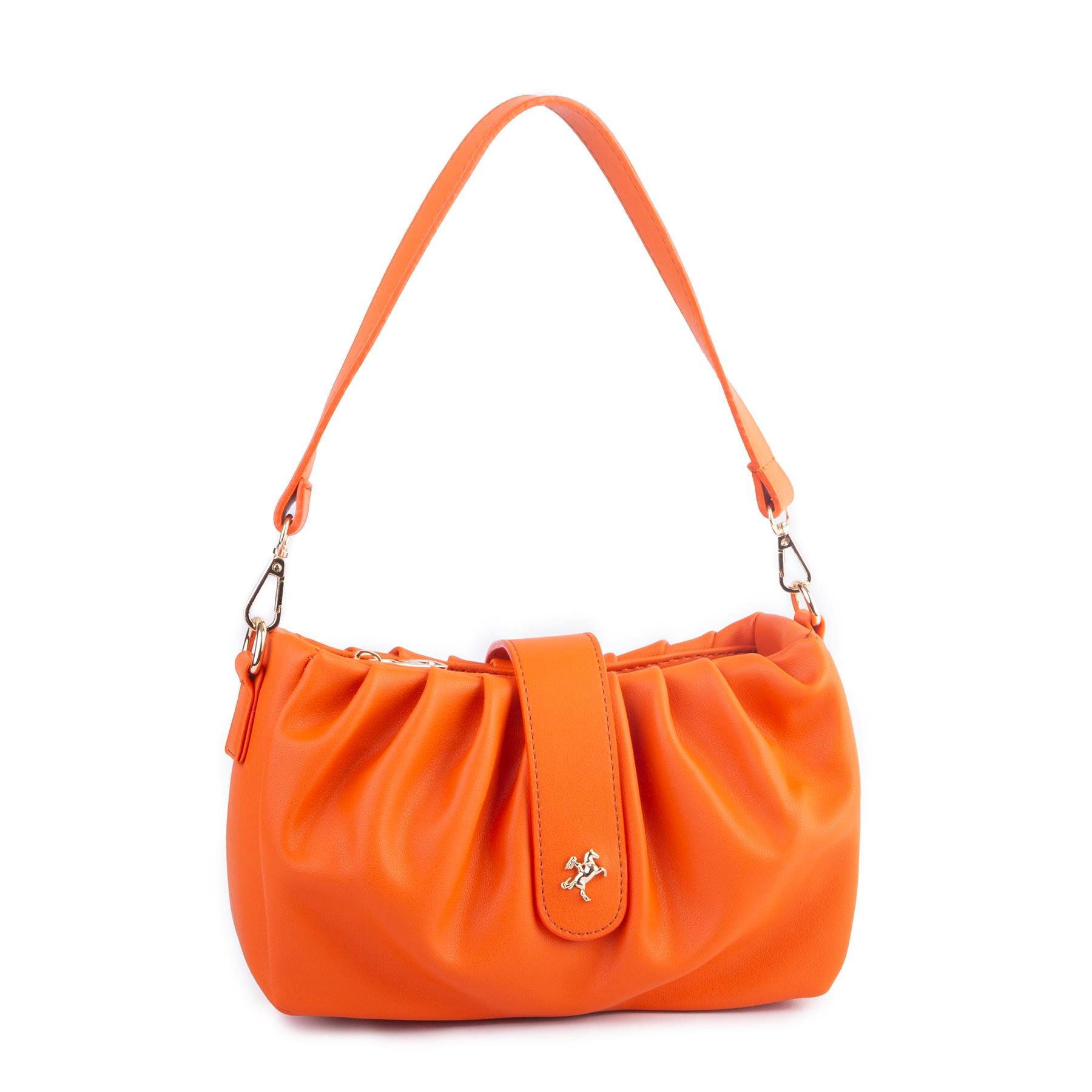 Nas Bag Kadın Omuz ve Çapraz Çanta Çift Askılı Turuncu  Dona (24x18cm)
