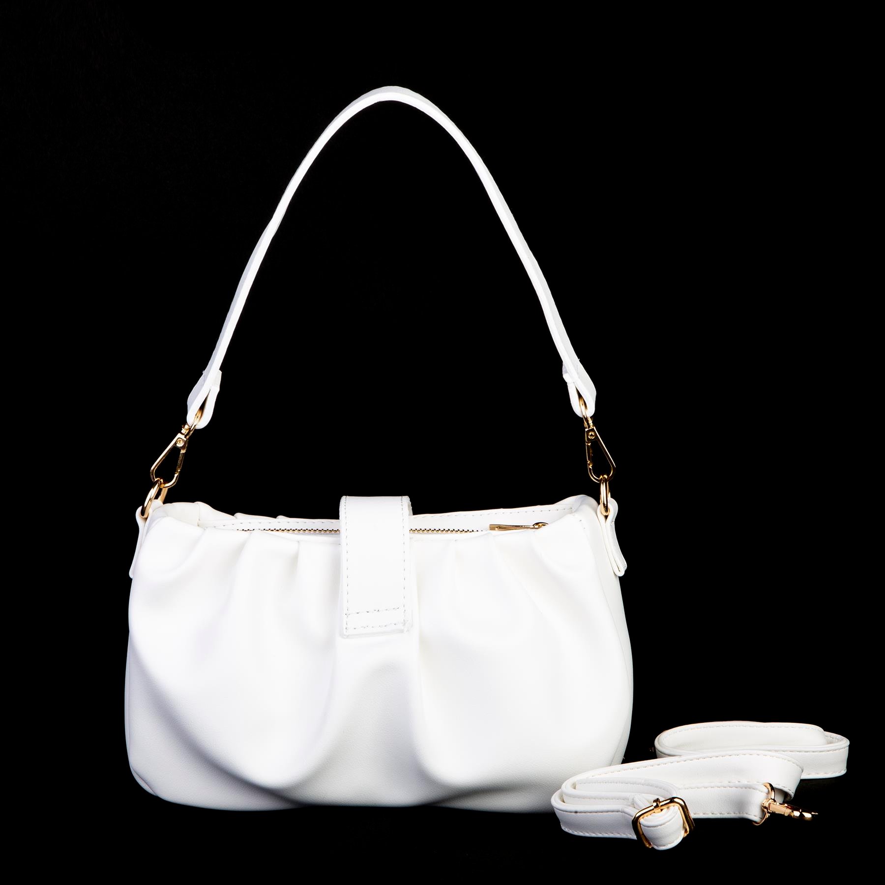 Nas Bag Kadın Omuz ve Çapraz Çanta Çift Askılı Beyaz Dona (24x18cm)