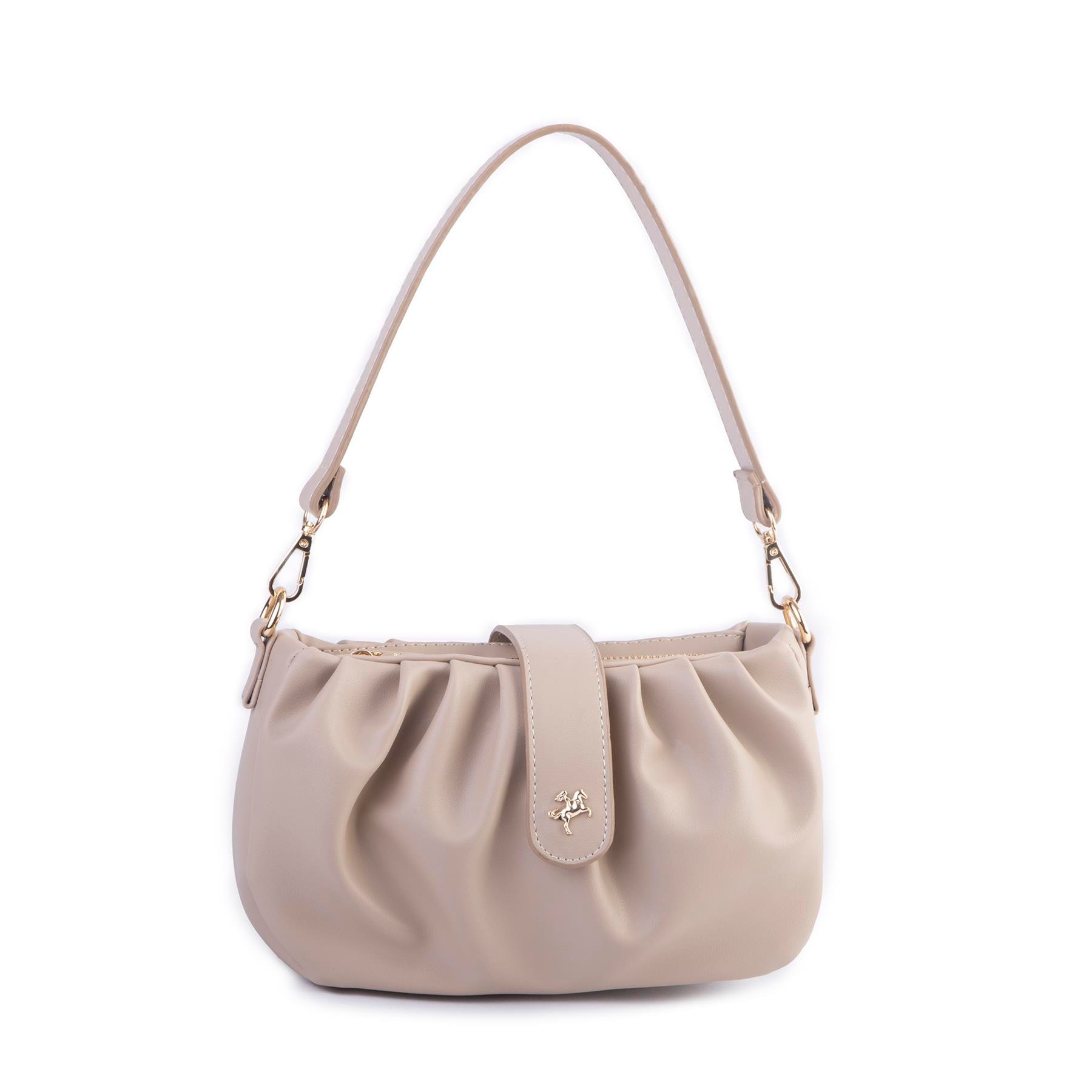 Nas Bag Kadın Omuz ve Çapraz Çanta Çift Askılı Kum Dona (24x18cm)