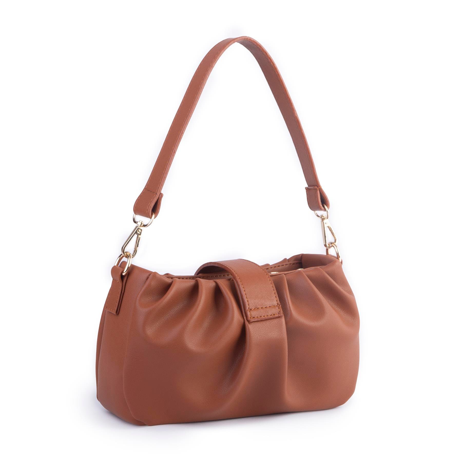 Nas Bag Kadın Omuz ve Çapraz Çanta Çift Askılı Taba Dona (24x18cm)