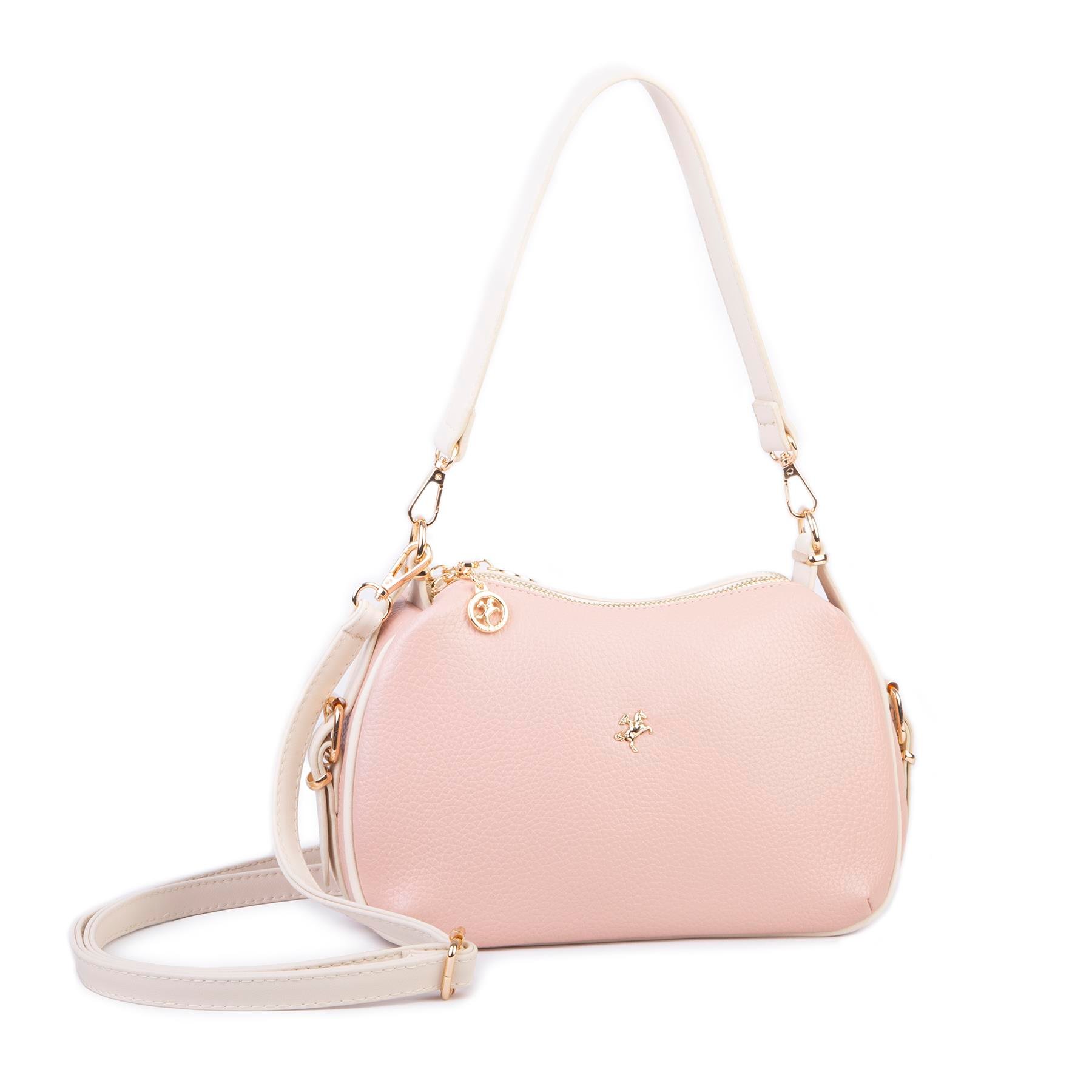 Nas Bag Kadın Omuz ve Çapraz Çanta Çok Gözlü Şık Tasarım (28x18 cm) Pudra Krem  Lopez