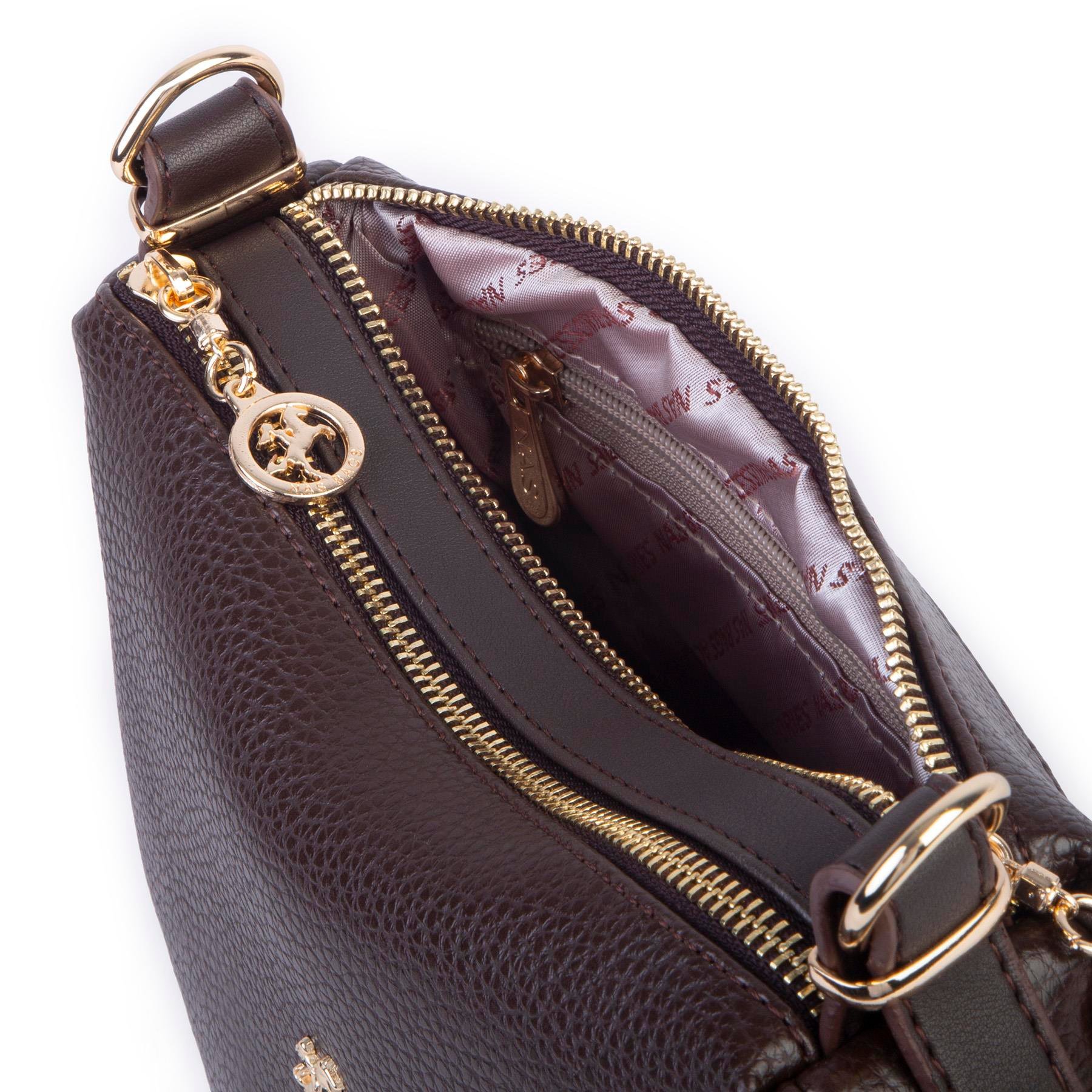 Nas Bag Kadın Omuz ve Çapraz Çanta Çok Gözlü Şık Tasarım (28x18 cm) Kahve Lopez