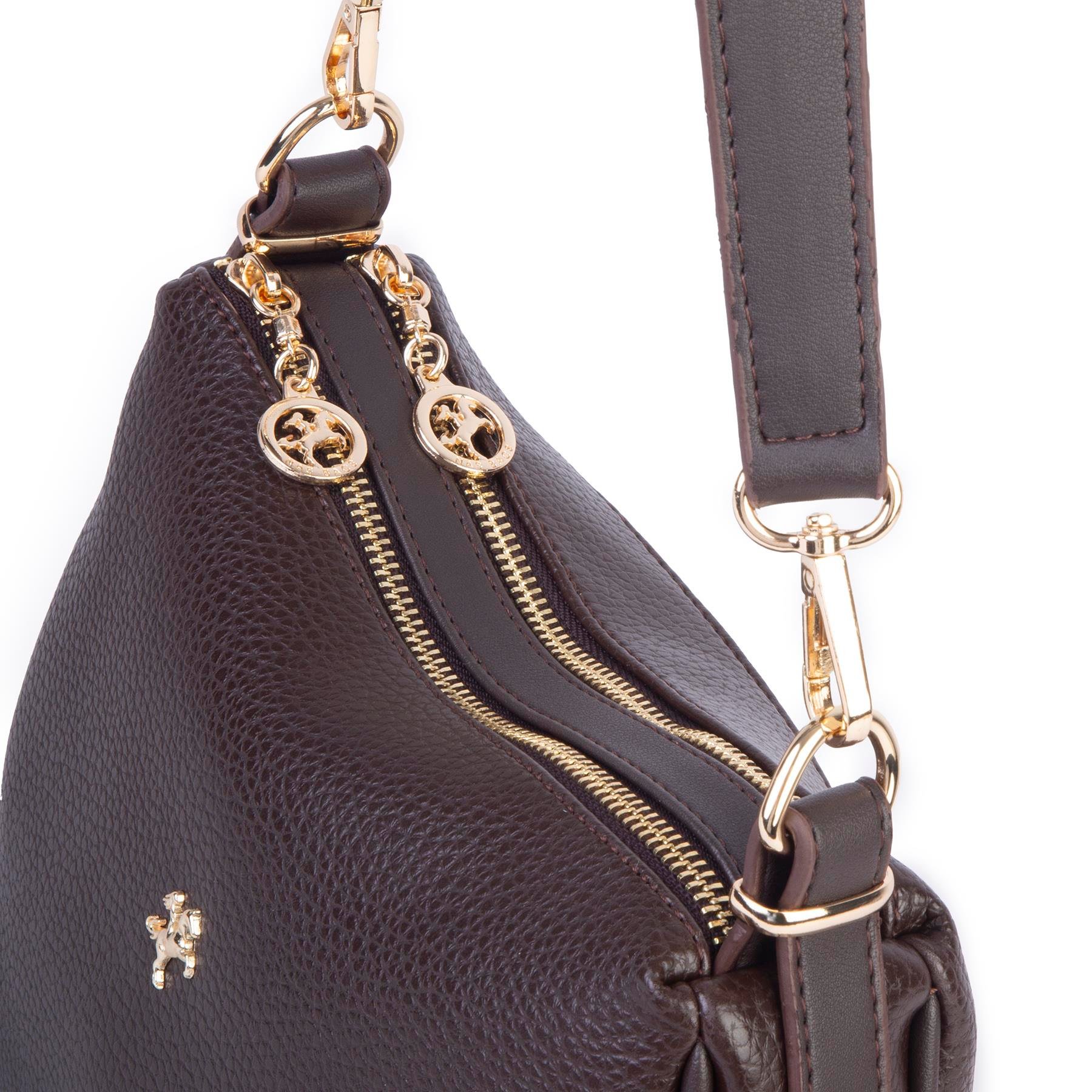 Nas Bag Kadın Omuz ve Çapraz Çanta Çok Gözlü Şık Tasarım (28x18 cm) Kahve Lopez