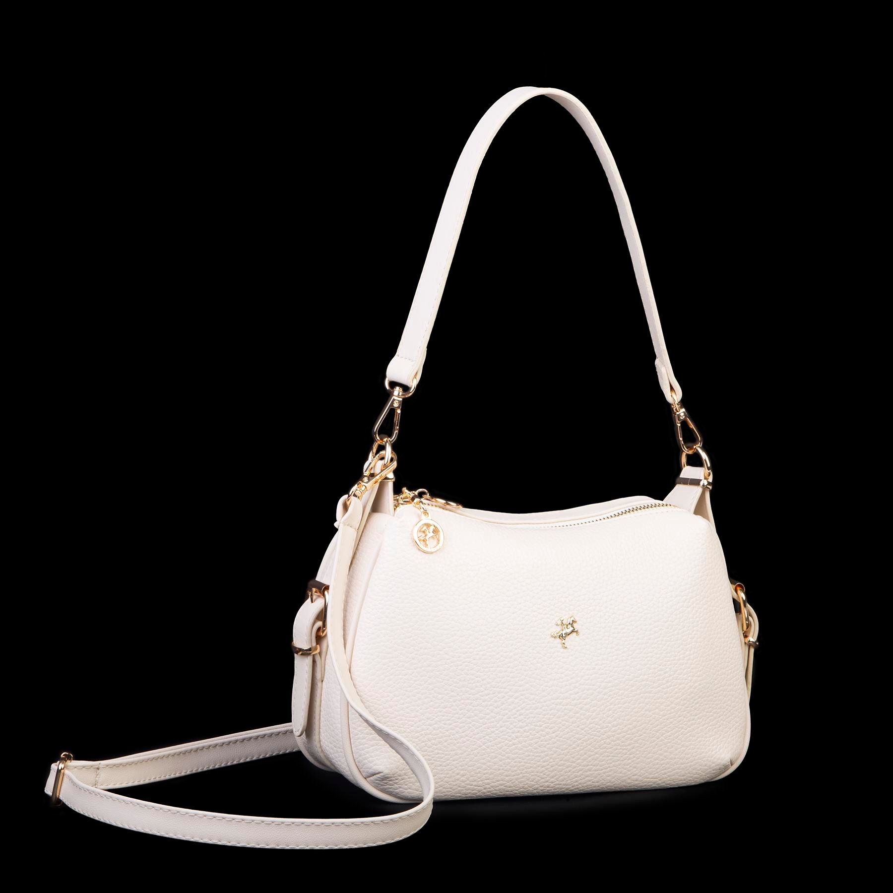 Nas Bag Kadın Omuz ve Çapraz Çanta Çok Gözlü Şık Tasarım (28x18 cm) Krem Lopez