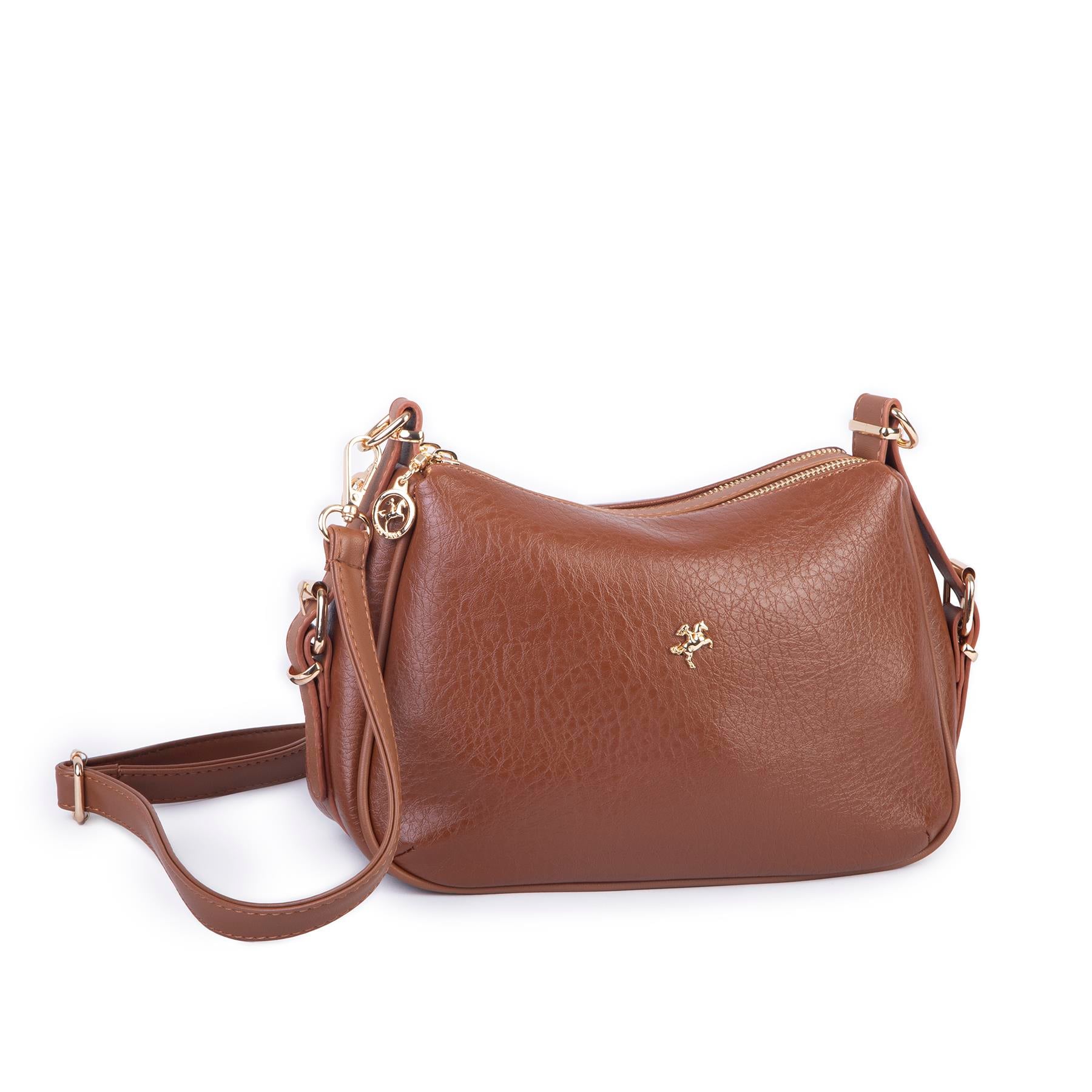 Nas Bag Kadın Omuz ve Çapraz Çanta Çok Gözlü Şık Tasarım (28x18 cm) Taba Victoria