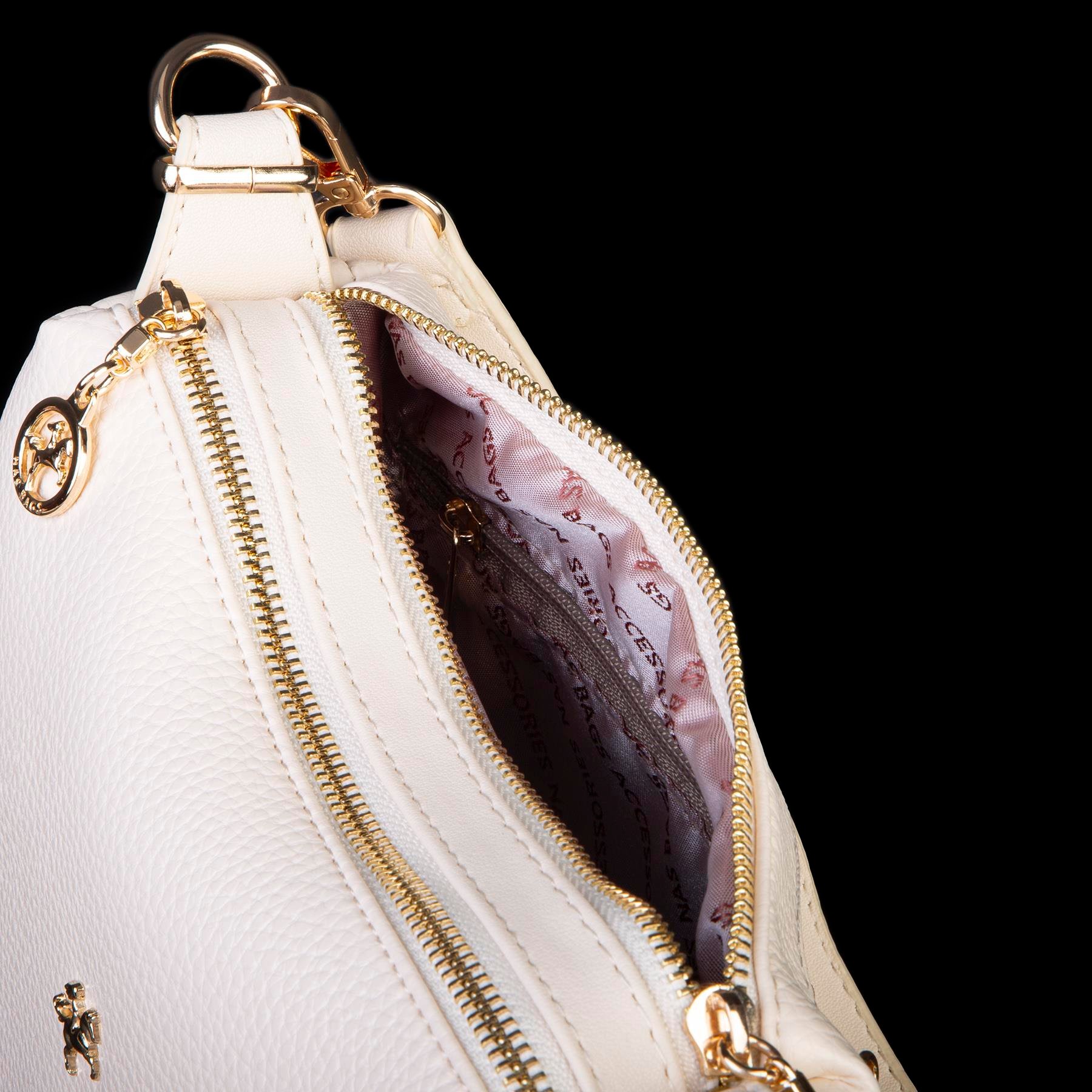 Nas Bag Kadın Omuz ve Çapraz Çanta Çok Gözlü Şık Tasarım (28x18 cm) Krem Lopez