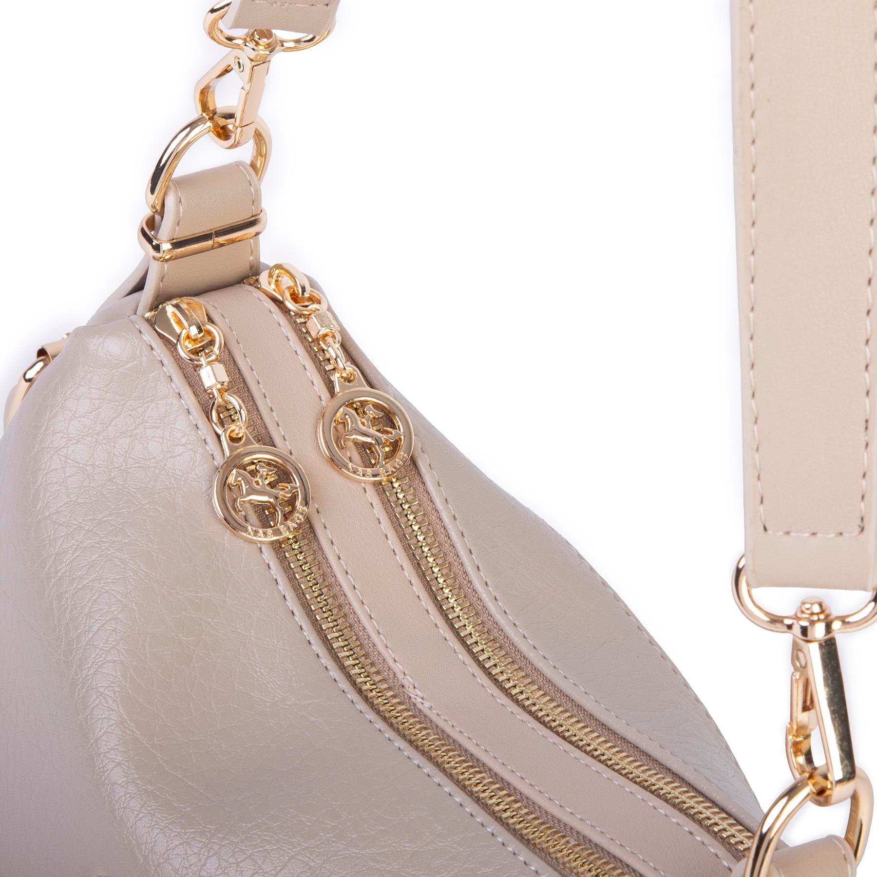 Nas Bag Kadın Omuz ve Çapraz Çanta Çok Gözlü Şık Tasarım (28x18 cm) Kum Victoria