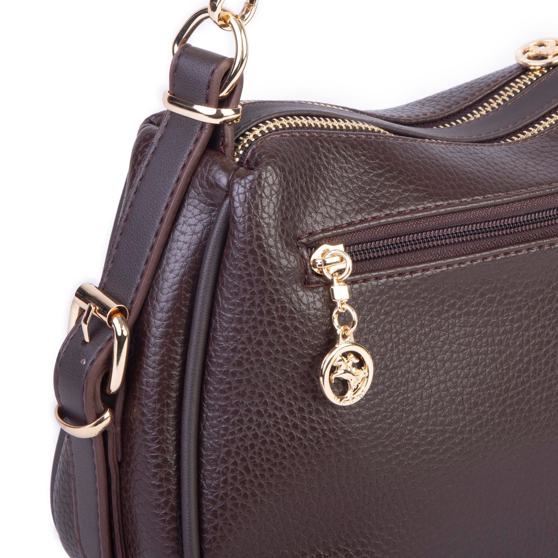 Nas Bag Kadın Omuz ve Çapraz Çanta Çok Gözlü Şık Tasarım (28x18 cm) Kahve Lopez