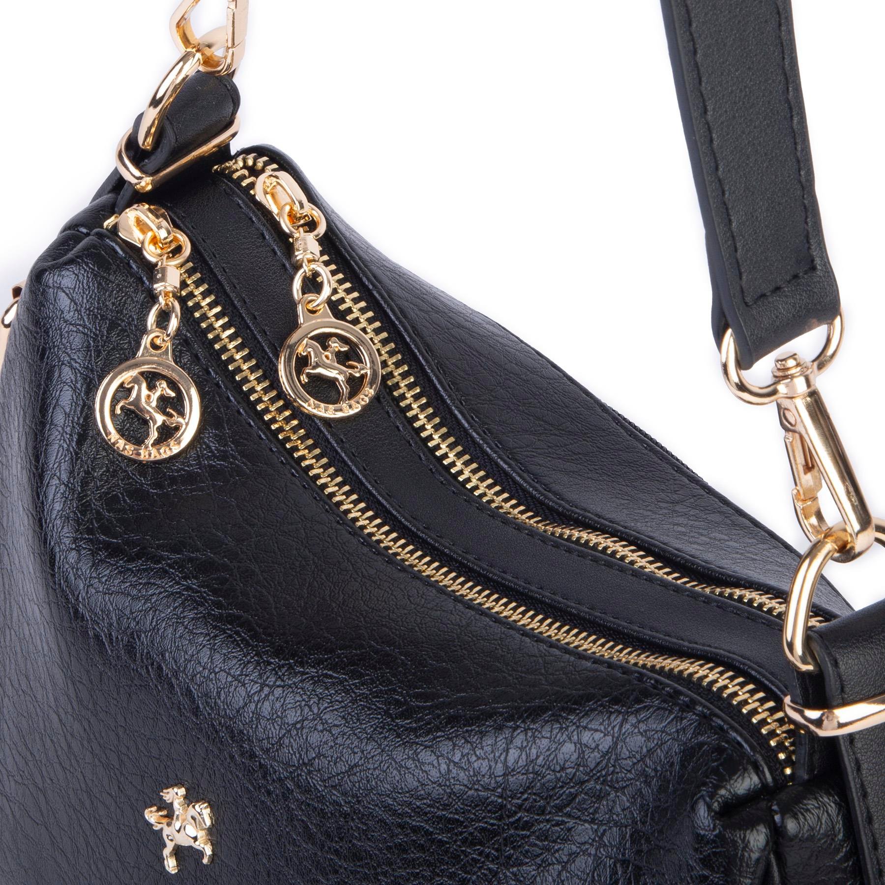 Nas Bag Kadın Omuz ve Çapraz Çanta Çok Gözlü Şık Tasarım (28x18 cm) Siyah Victoria
