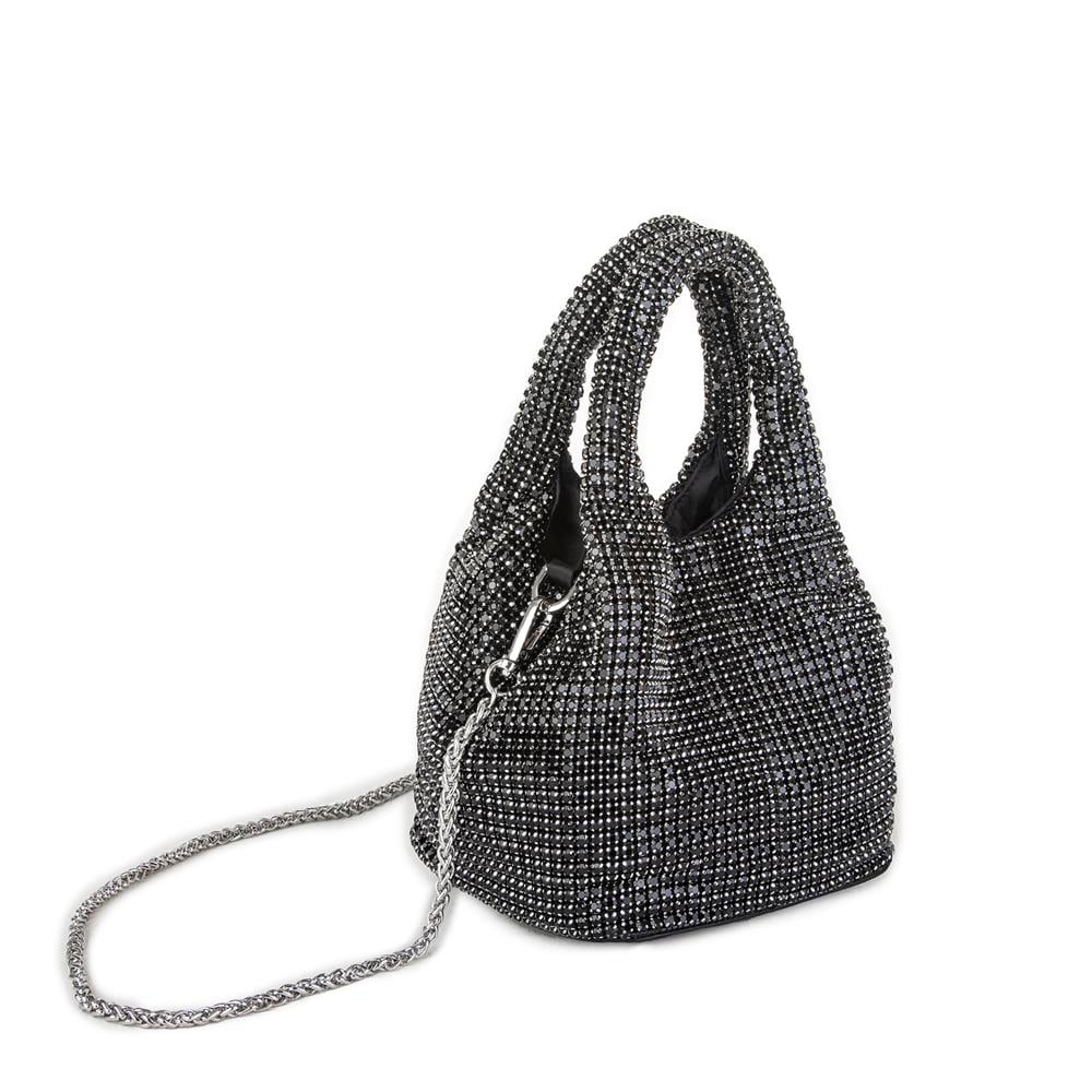 Nas Bag Kadın Omuz ve El Çantası Siyah White Diamond Siyah Taşlı Şık  Askılı Çanta