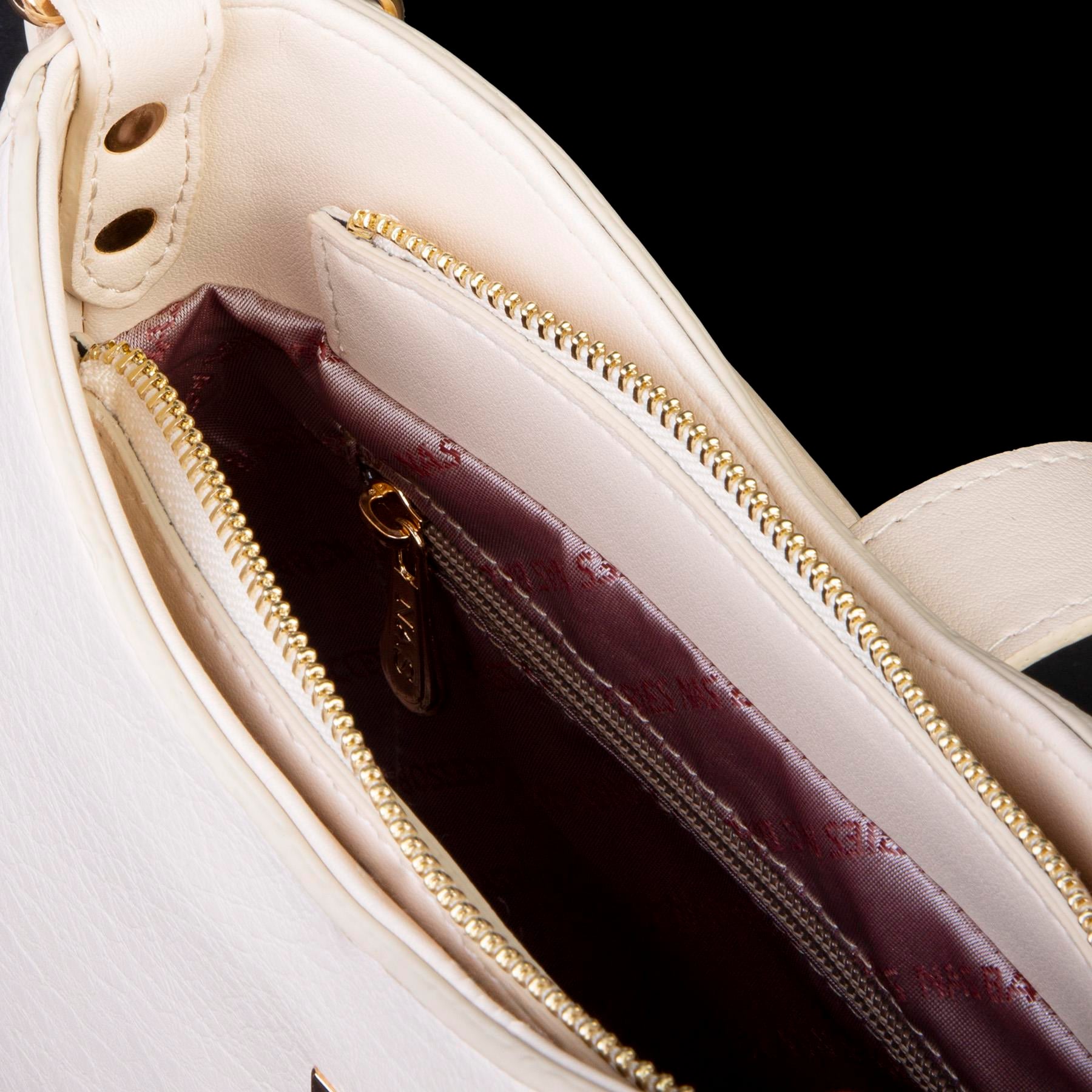 Nas Bag Kadın Oval Omuz ve Çapraz Çanta Krem Victoria