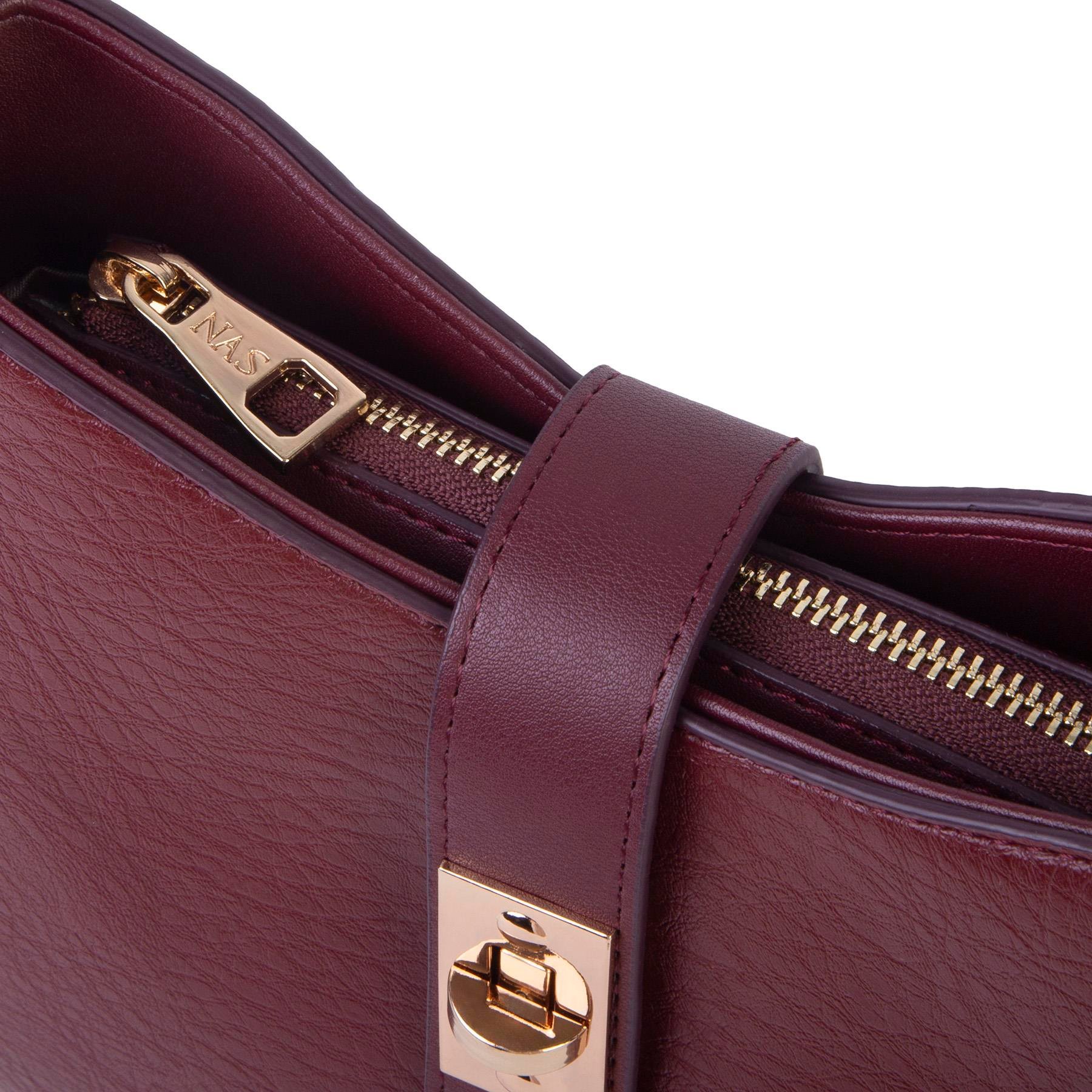 Nas Bag Kadın Oval Omuz ve Çapraz Çanta Bordo Victoria