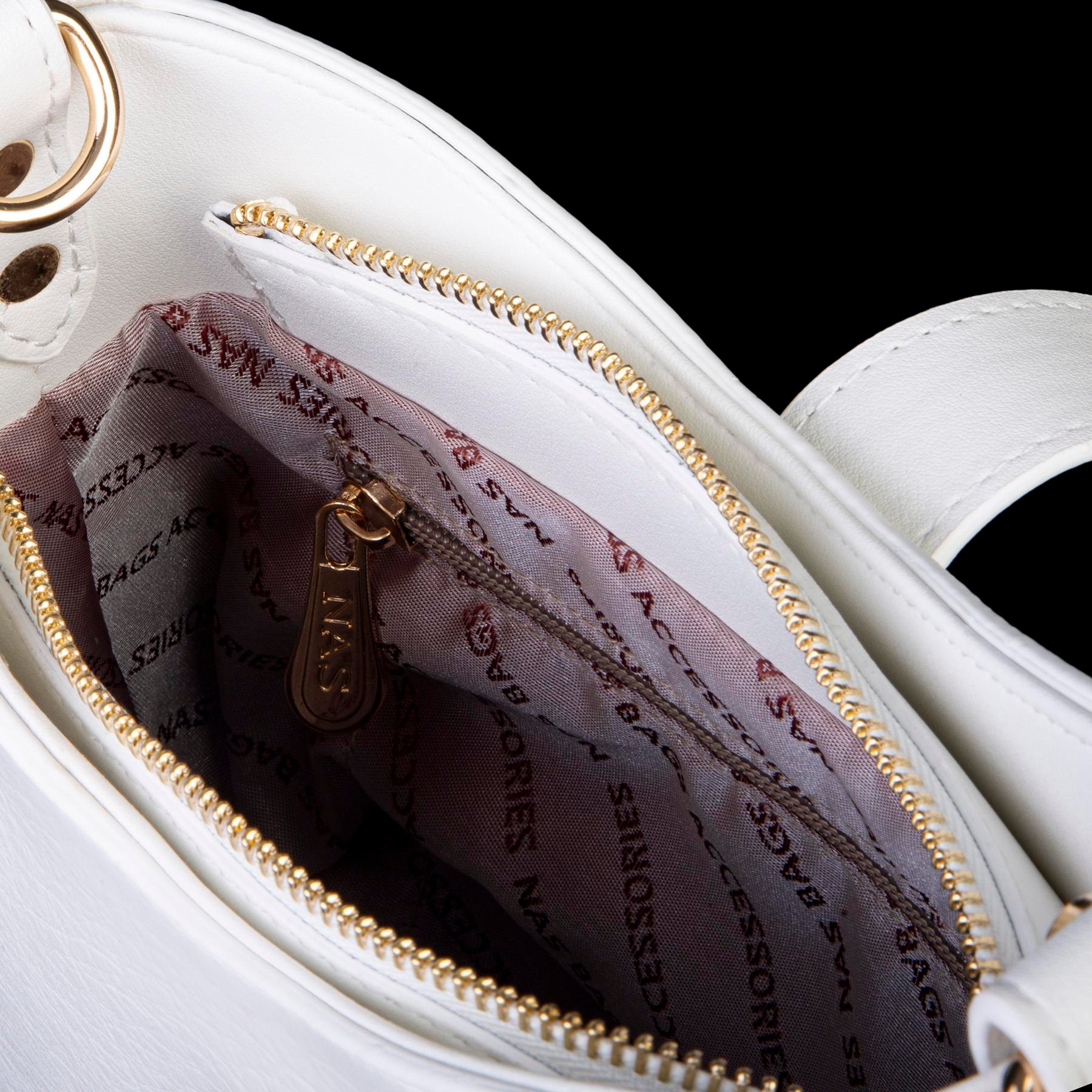 Nas Bag Kadın Oval Omuz ve Çapraz Çanta Beyaz  Victoria