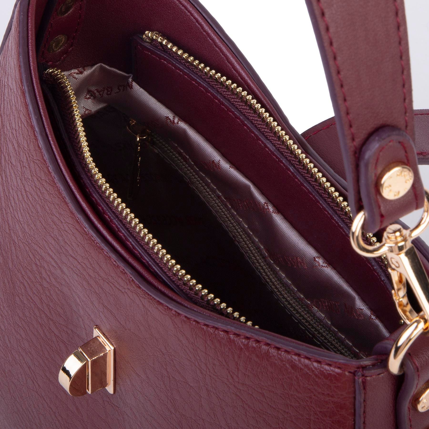 Nas Bag Kadın Oval Omuz ve Çapraz Çanta Bordo Victoria