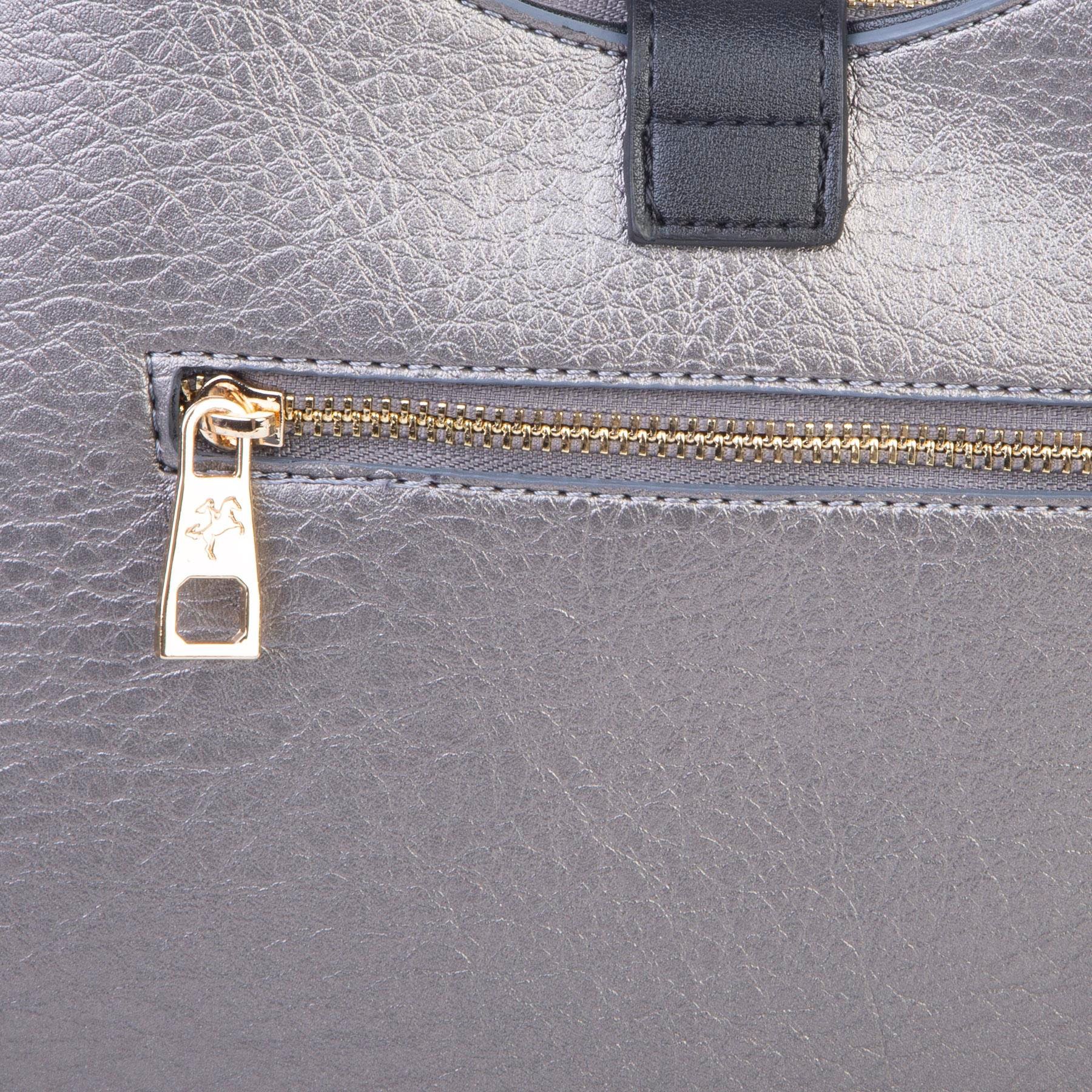 Nas Bag Kadın Oval Omuz ve Çapraz Çanta Gri Siyah Victoria