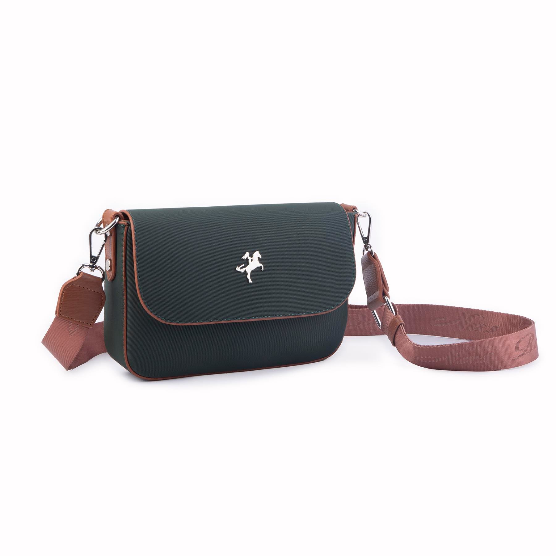 Nas Bag Kadın Postacı Çantası Çift Askılı Yeşil Taba Karaca  (22x16x5 cm)