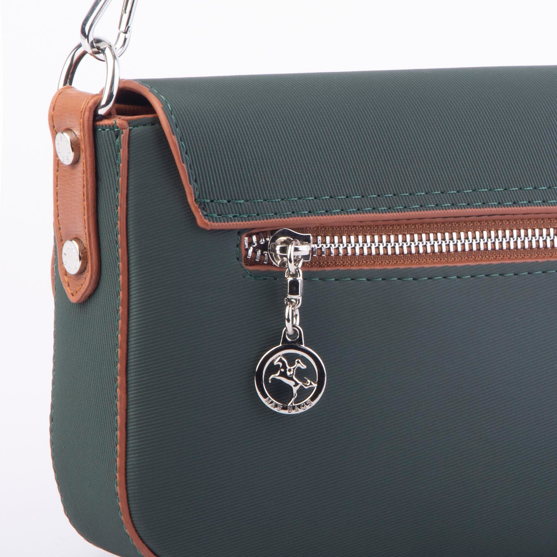Nas Bag Kadın Postacı Çantası Çift Askılı Yeşil Taba Karaca  (22x16x5 cm)