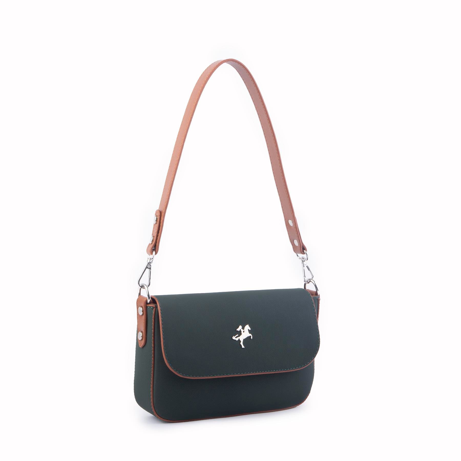 Nas Bag Kadın Postacı Çantası Çift Askılı Yeşil Taba Karaca  (22x16x5 cm)