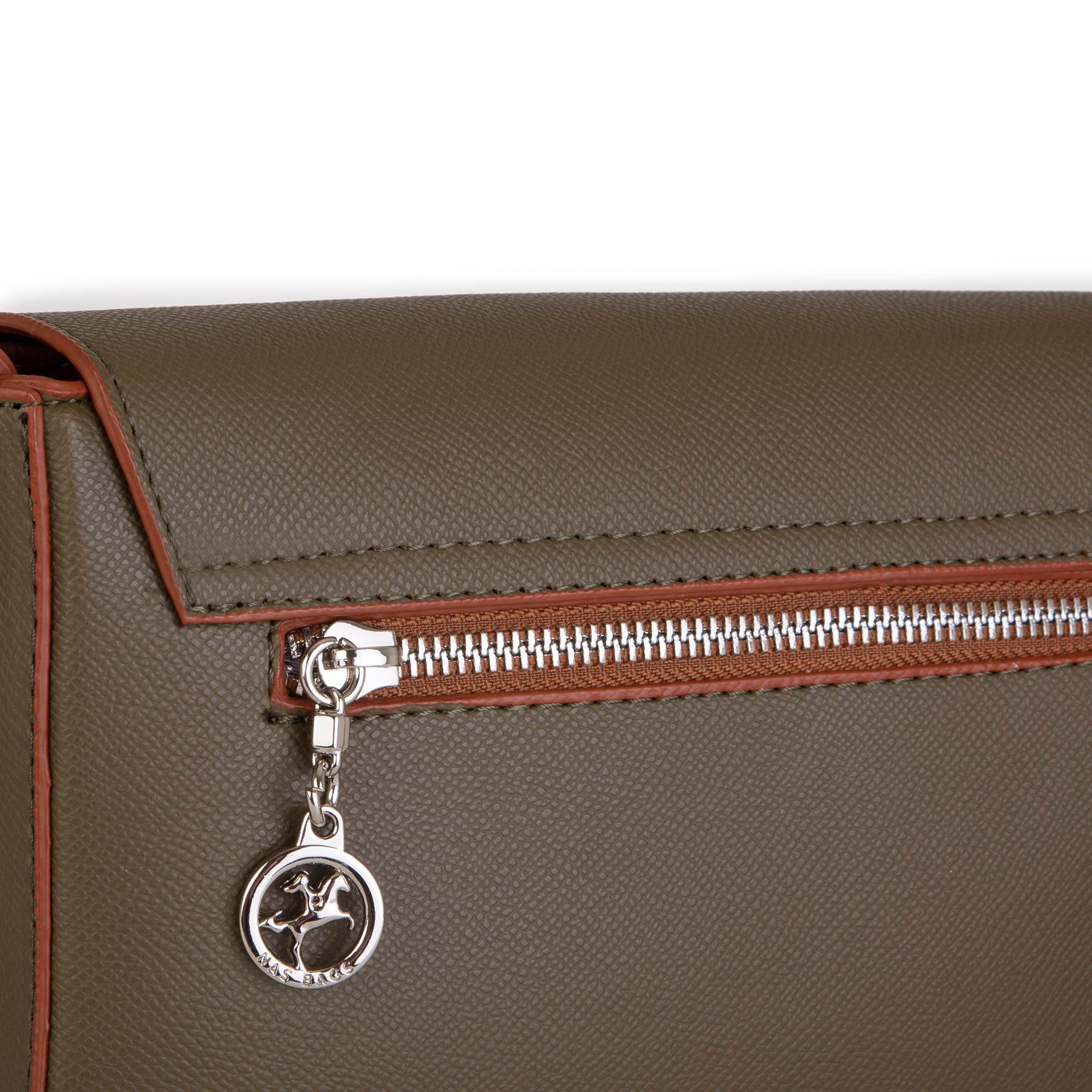 Nas Bag Kadın Postacı Çantası Çift Askılı Yeşil Taba Açelya(22x16x5 cm)