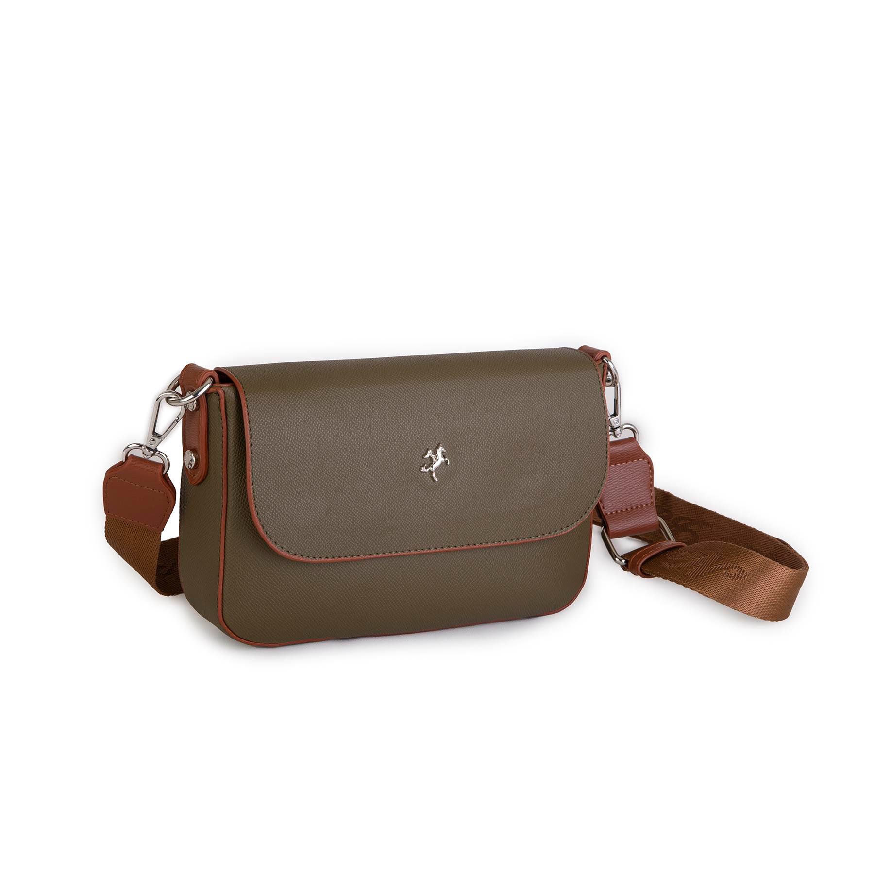 Nas Bag Kadın Postacı Çantası Çift Askılı Yeşil Taba Açelya(22x16x5 cm)
