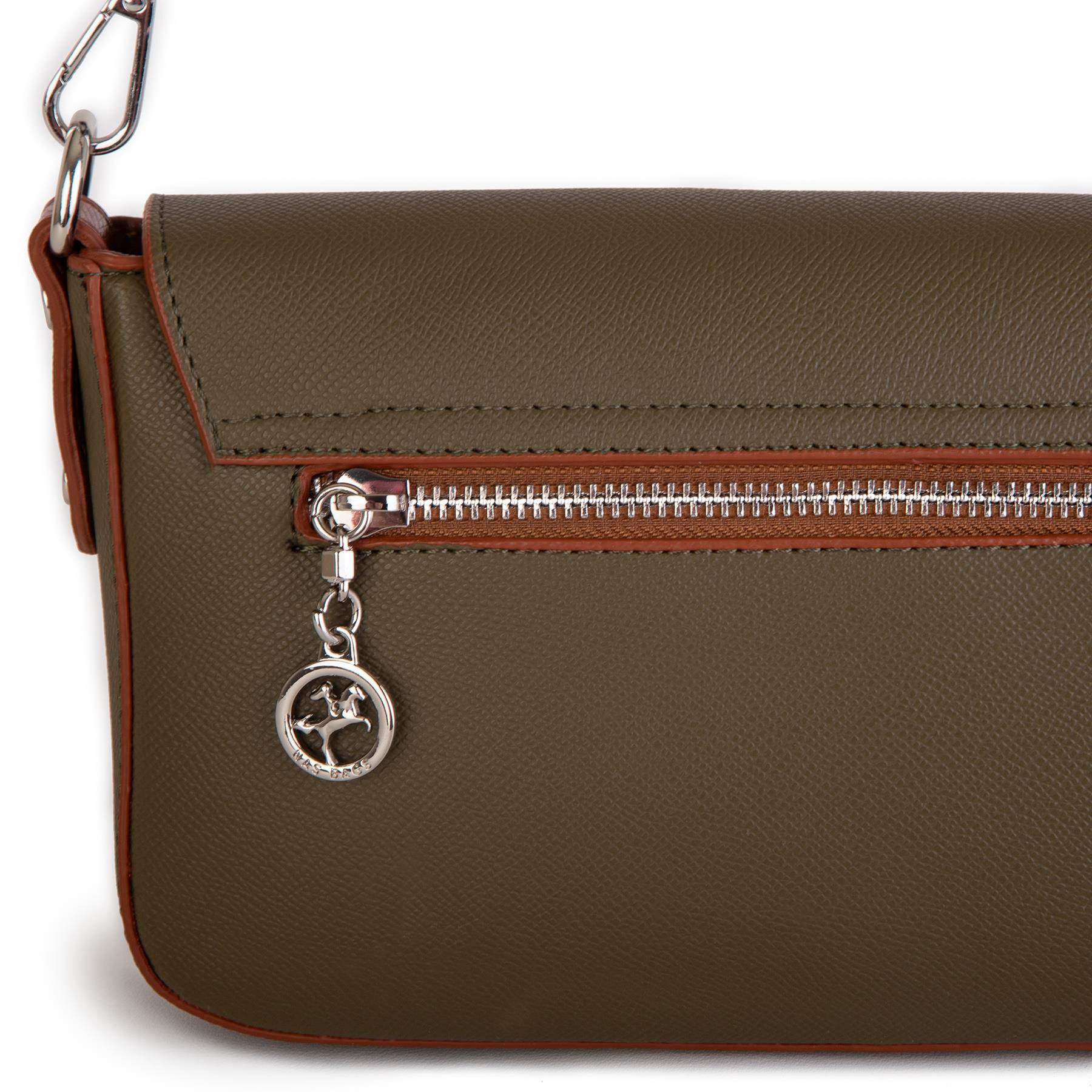 Nas Bag Kadın Postacı Çantası Çift Askılı Yeşil Taba Açelya(22x16x5 cm)