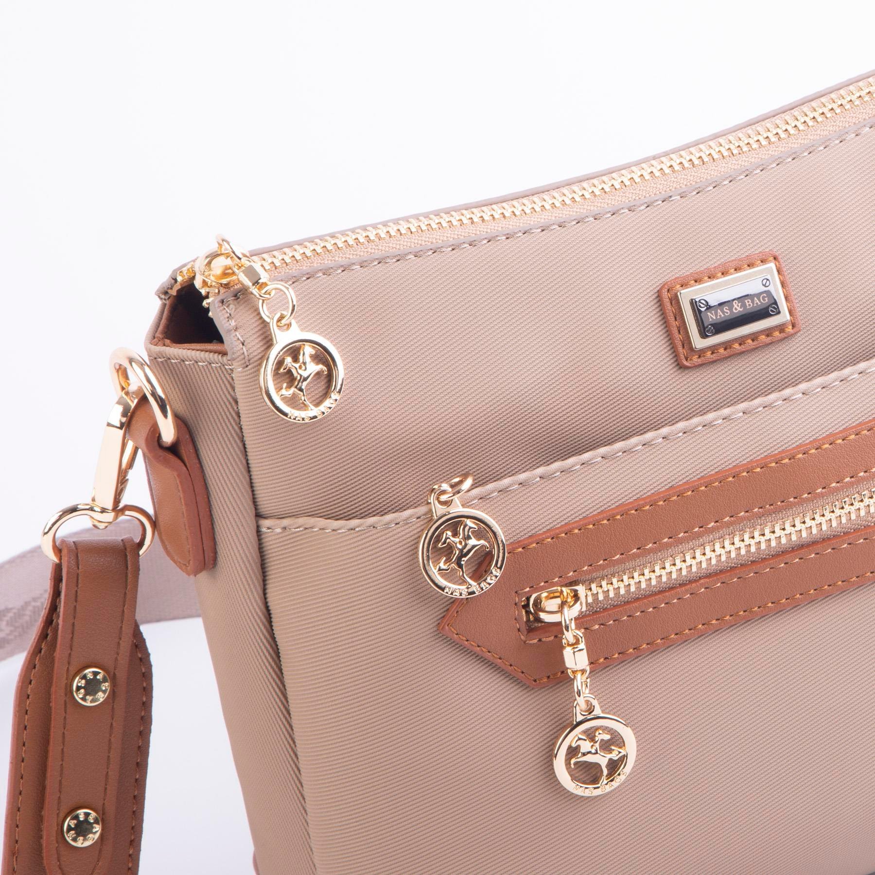 Nas Bag Kadın Postacı Çapraz Çanta Vizon Taba Karaca (en 25 cm ;boy 22 cm )