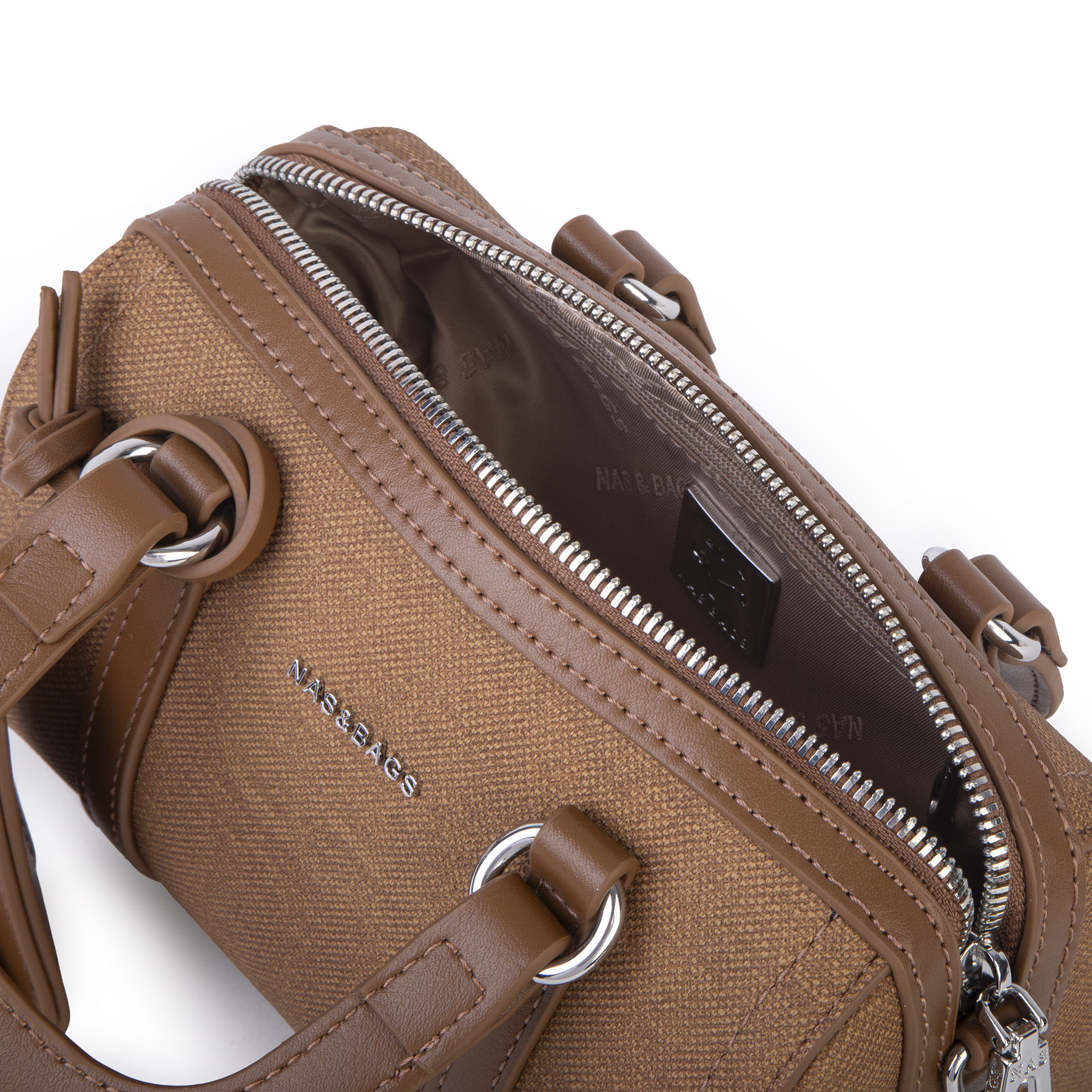 Nas Bag Kadın Premium Mini 2li set El Omuz ve Çapraz Çanta ile Cüzdan Seti Taba 