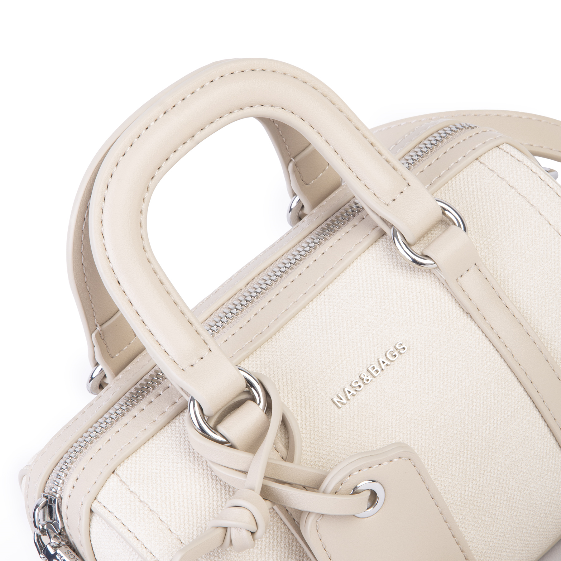 Nas Bag Kadın Premium Mini 2li set El Omuz ve Çapraz Çanta ile Cüzdan Seti Krem