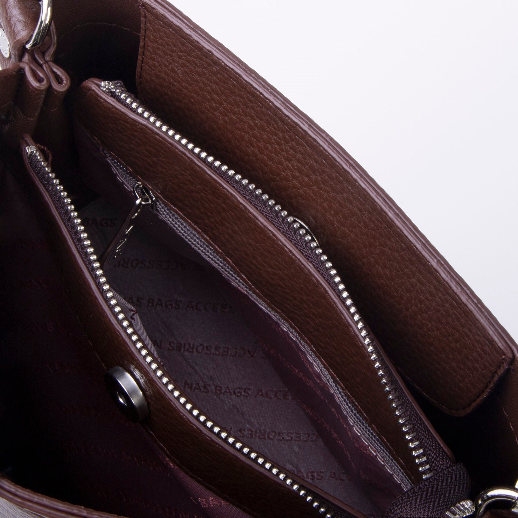 Nas Bag Kadın Sade Çift Askılı Yumuşak Dokulu Omuz ve Çapraz Çanta Kahve