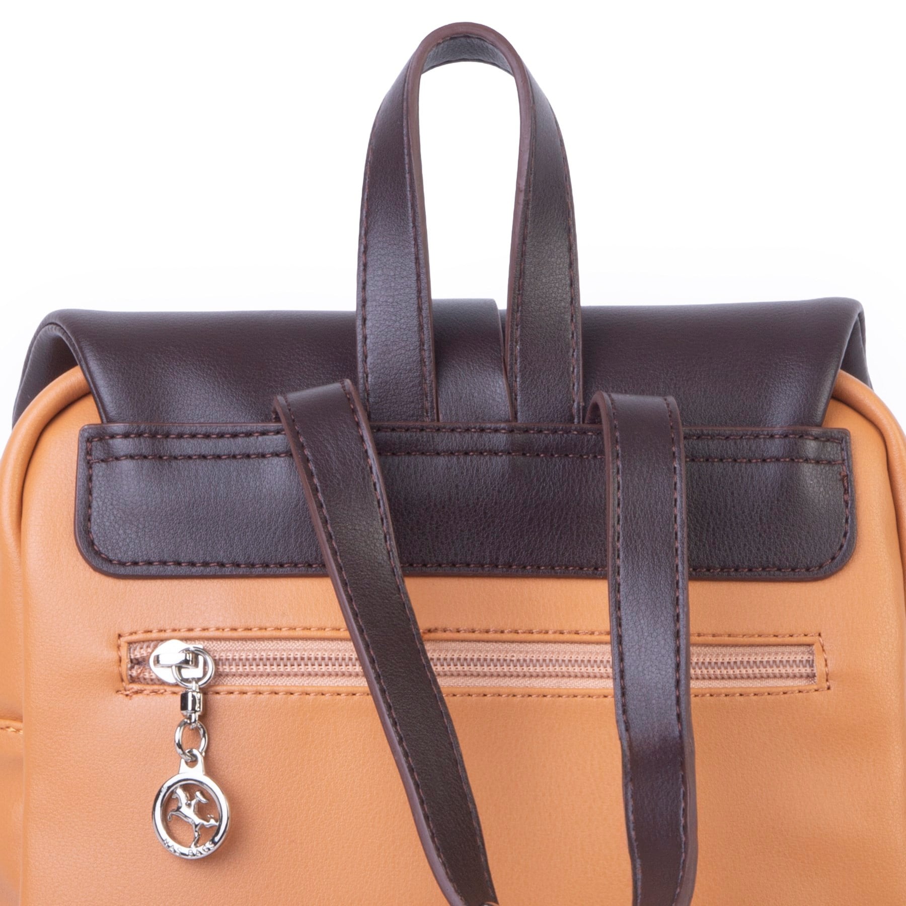 Nas Bag Kadın Şık Günlük Cepli Yumuşak Deri Sırt Çantası Camel Kahve 