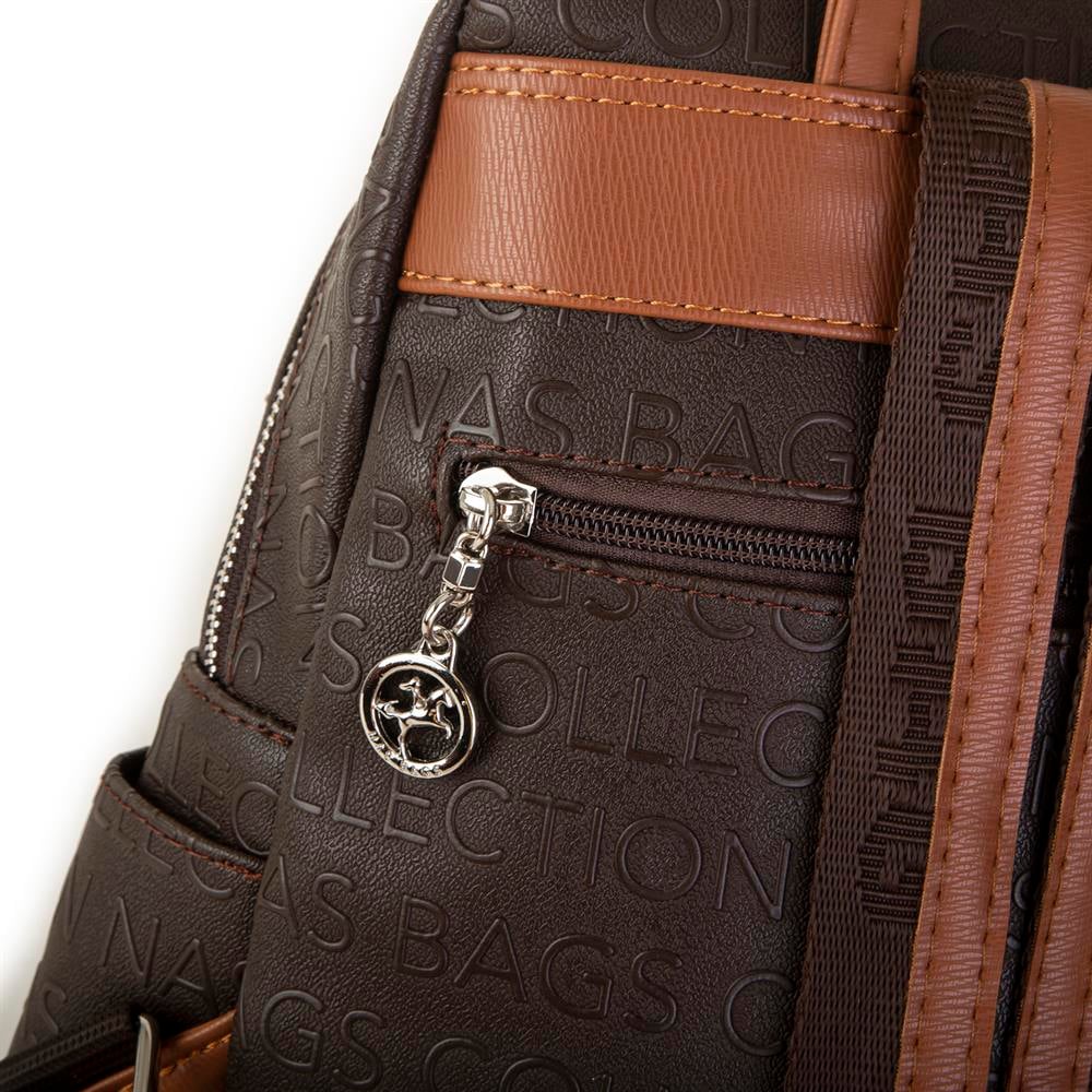Nas Bag Kadın Sırt Çantası Kahve Taba Gofraj