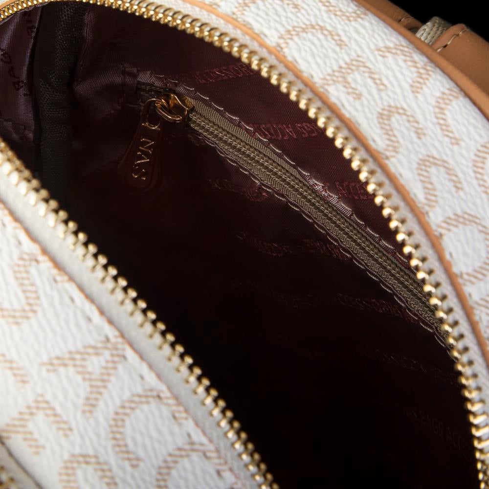 Nas Bag Kadın Sırt Çantası Krem Camel Yazılı 