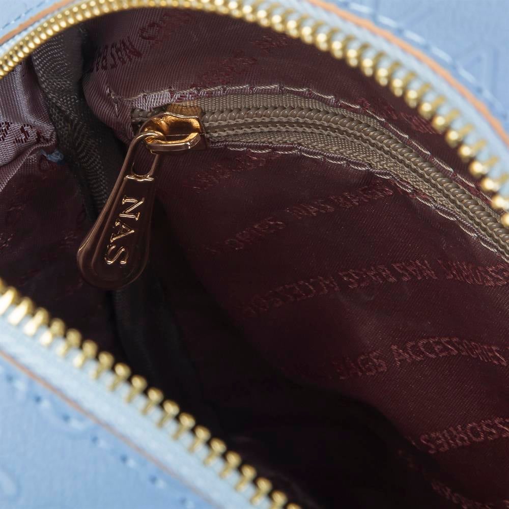 Nas Bag Kadın Sırt Çantası Mavi Camel Gofraj