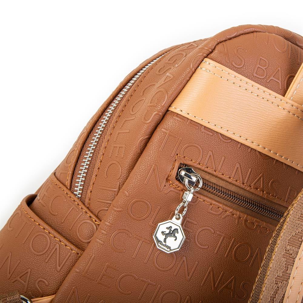 Nas Bag Kadın Sırt Çantası Taba Camel Gofraj