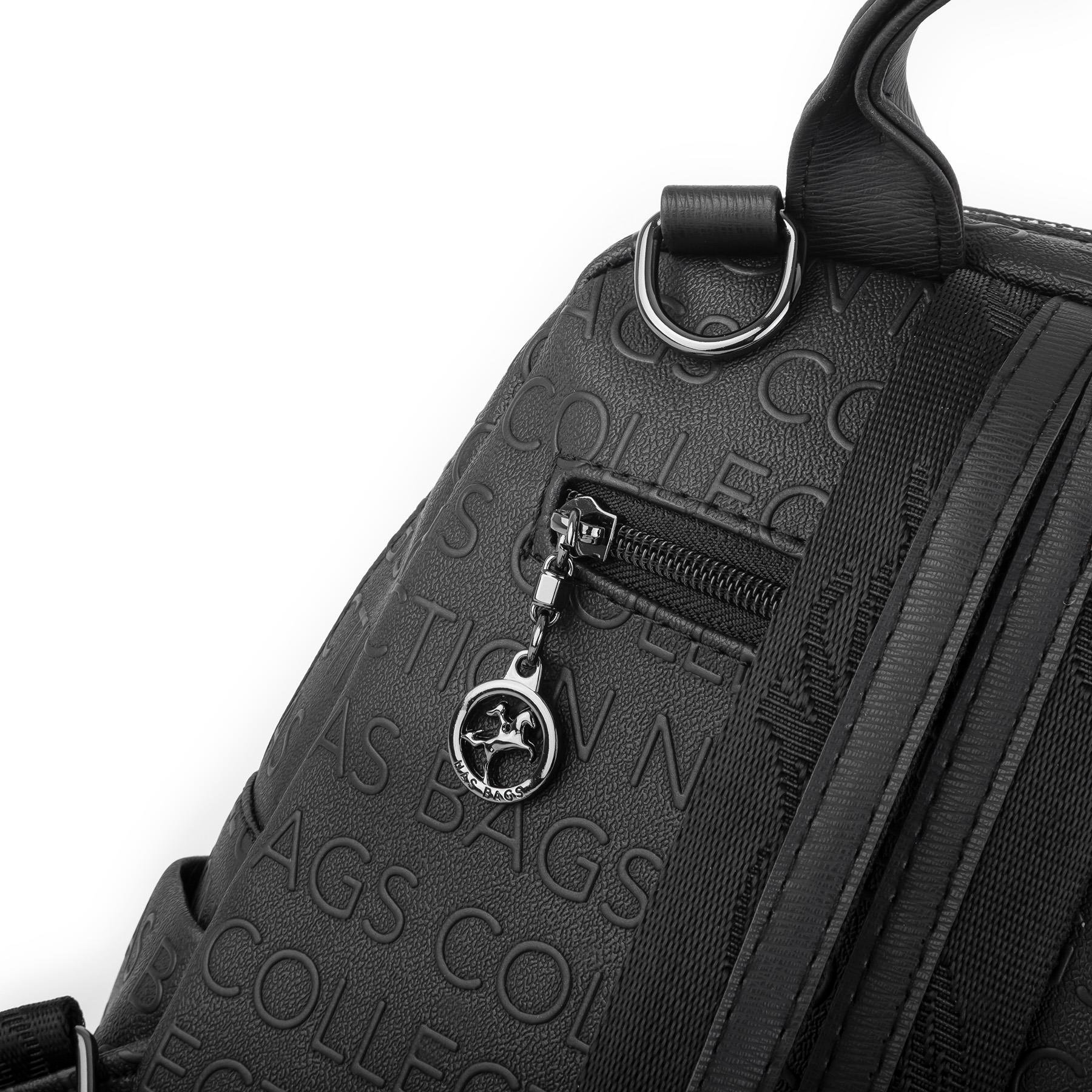 Nas Bag Kadın Sırt Çantası ve Omuz Çantası Dönüştürülebilir Tasarımlı Ürün Siyah Gofraj
