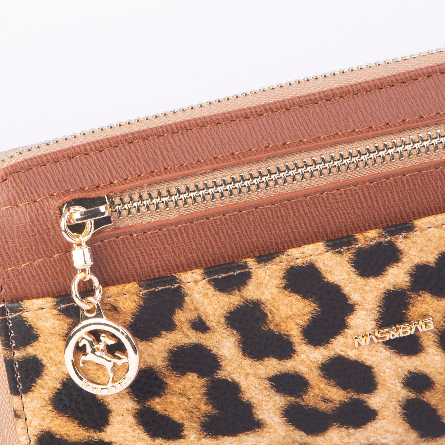 Nas Bag Kadın Yatay Cüzdan Çok  Kartlıklı Bozuk Para ve Kağıt Para Tasarımlı Taba  Leopar
