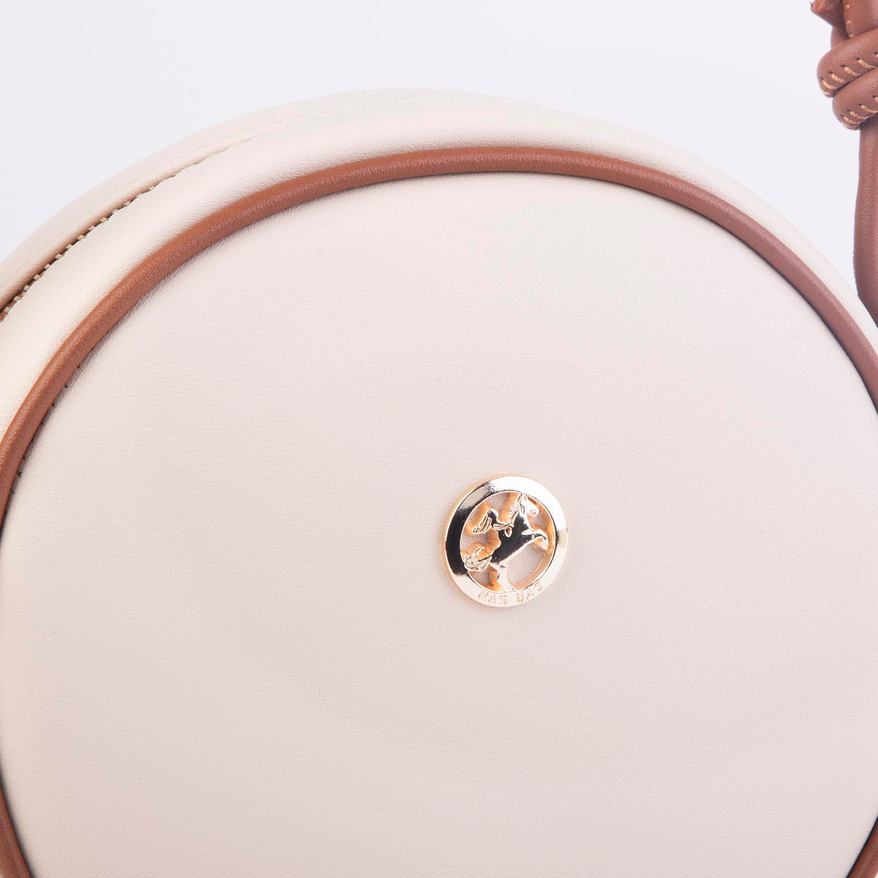 Nas Bag Kadın Yuvarlak Oval Yazlık Moda Çanta Krem Taba   Luna  