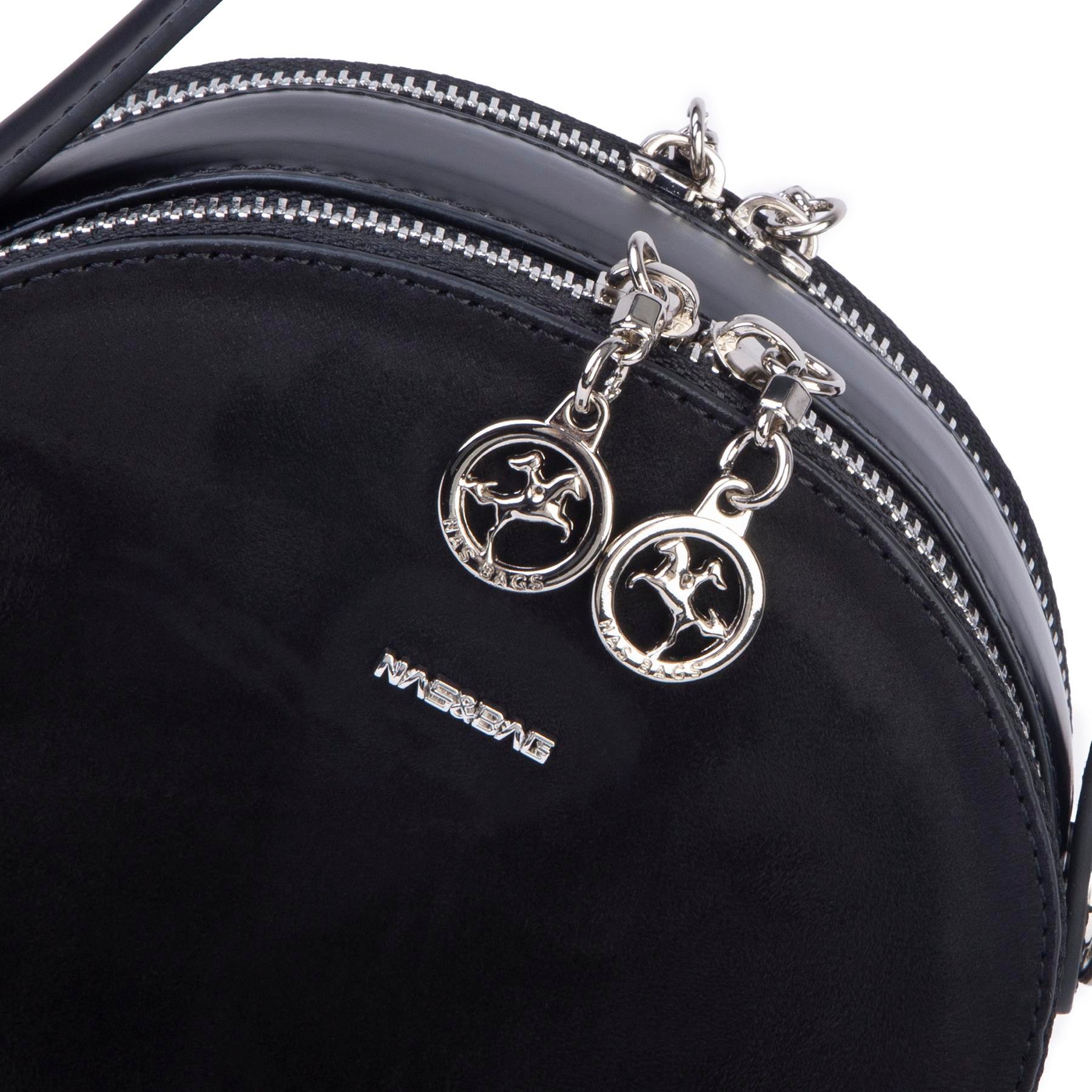 Nas Bag Mini Kadın El ve Çapraz Çanta (17x17 cm) Siyah  Süet