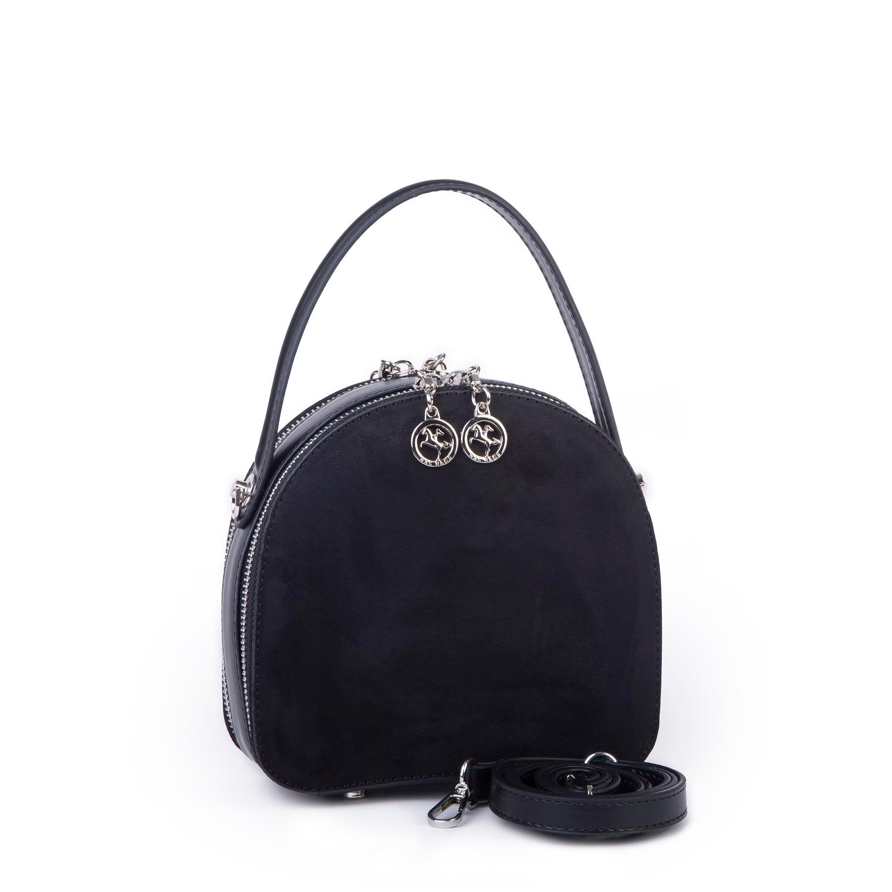 Nas Bag Mini Kadın El ve Çapraz Çanta (17x17 cm) Siyah  Süet