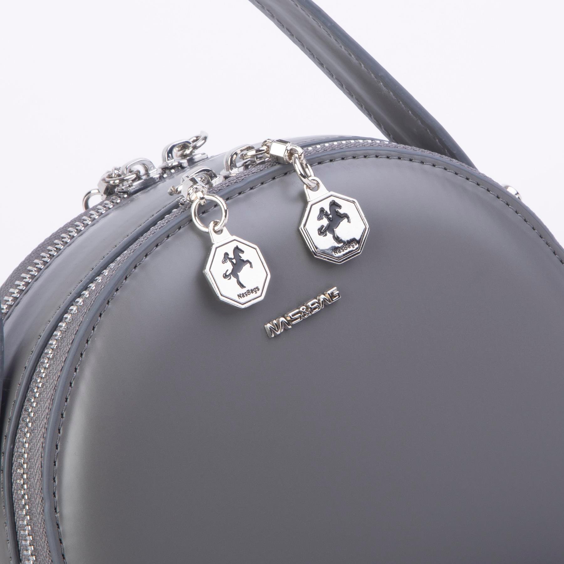 Nas Bag Mini Kadın El ve Çapraz Çanta Gri  Zra (17x17 cm)