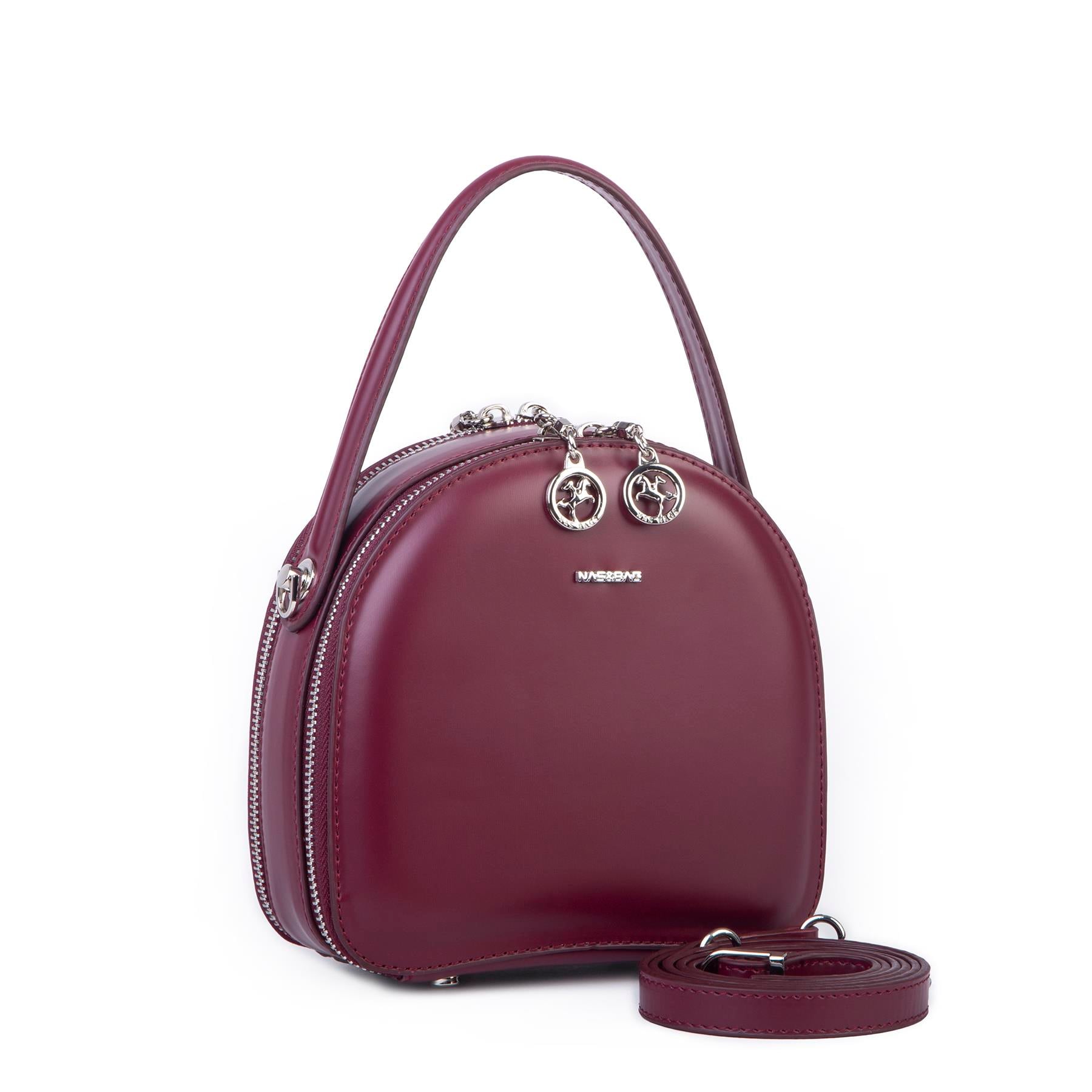 Nas Bag Mini Kadın El ve Çapraz Çanta (17x17 cm) Bordo 