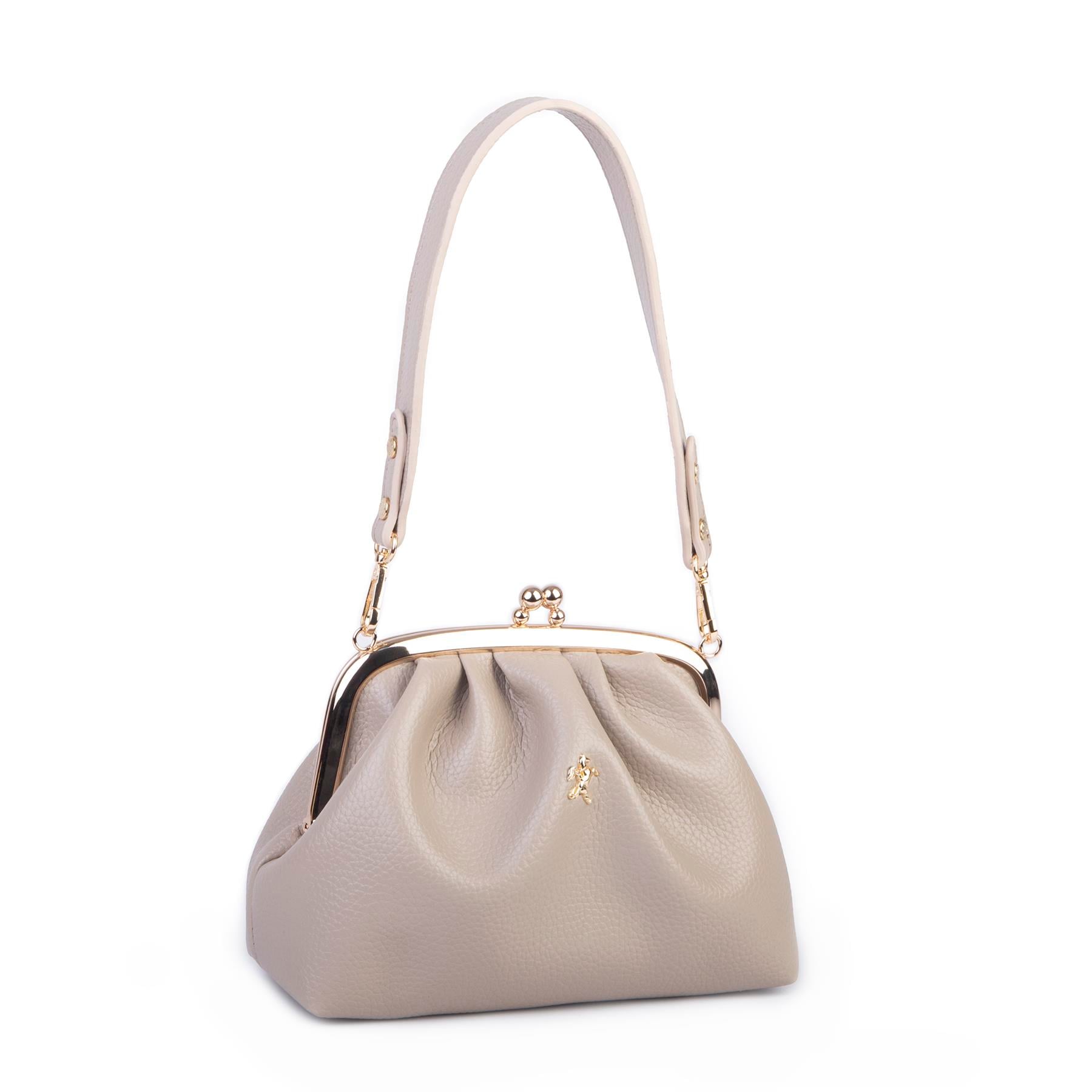 Nas Bag Mini Omuz ve Çapraz Vintage Burslu Çanta (23x15 cm)  Kum Lopez