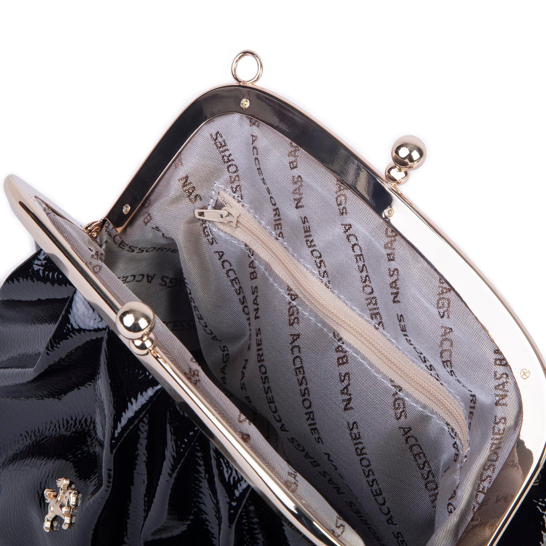 Nas Bag Mini Omuz ve Çapraz Vintage Burslu Çanta (23x15 cm)  Siyah Rugan