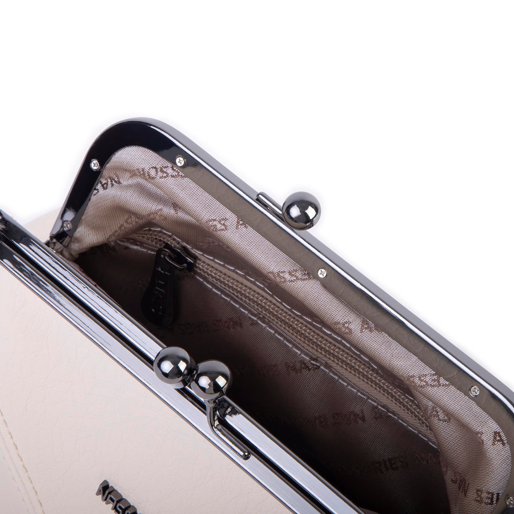 Nas Bag Mini Vintage Burslu Klipsli Kadın Omuz ve Çapraz Çanta Krem Victoria ( 20x17 cm)