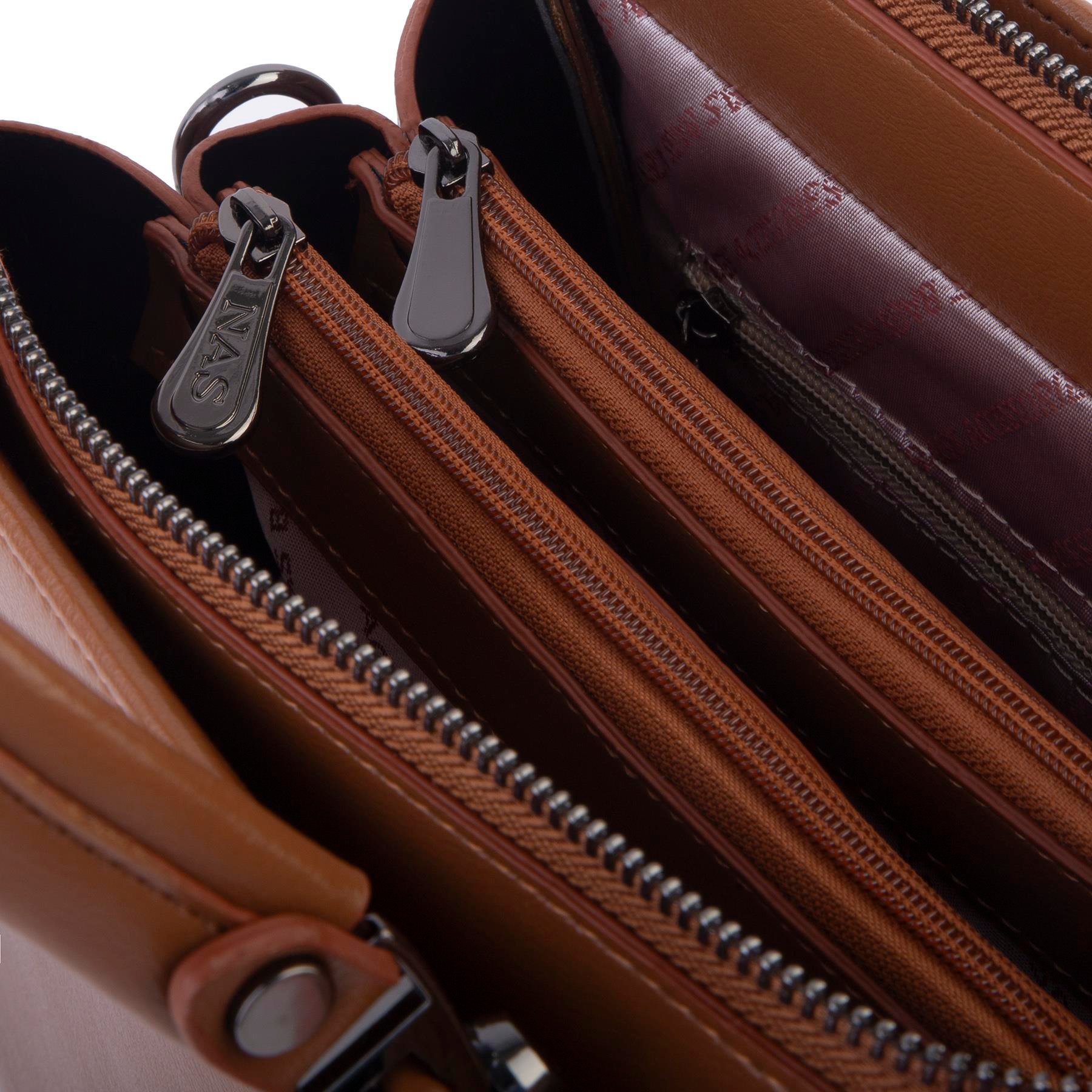 Nas Bag Orjinal Kadın El ve Omuz Çantası Klasik Şık Taba Nero (En :30 cm Boy:26cm)