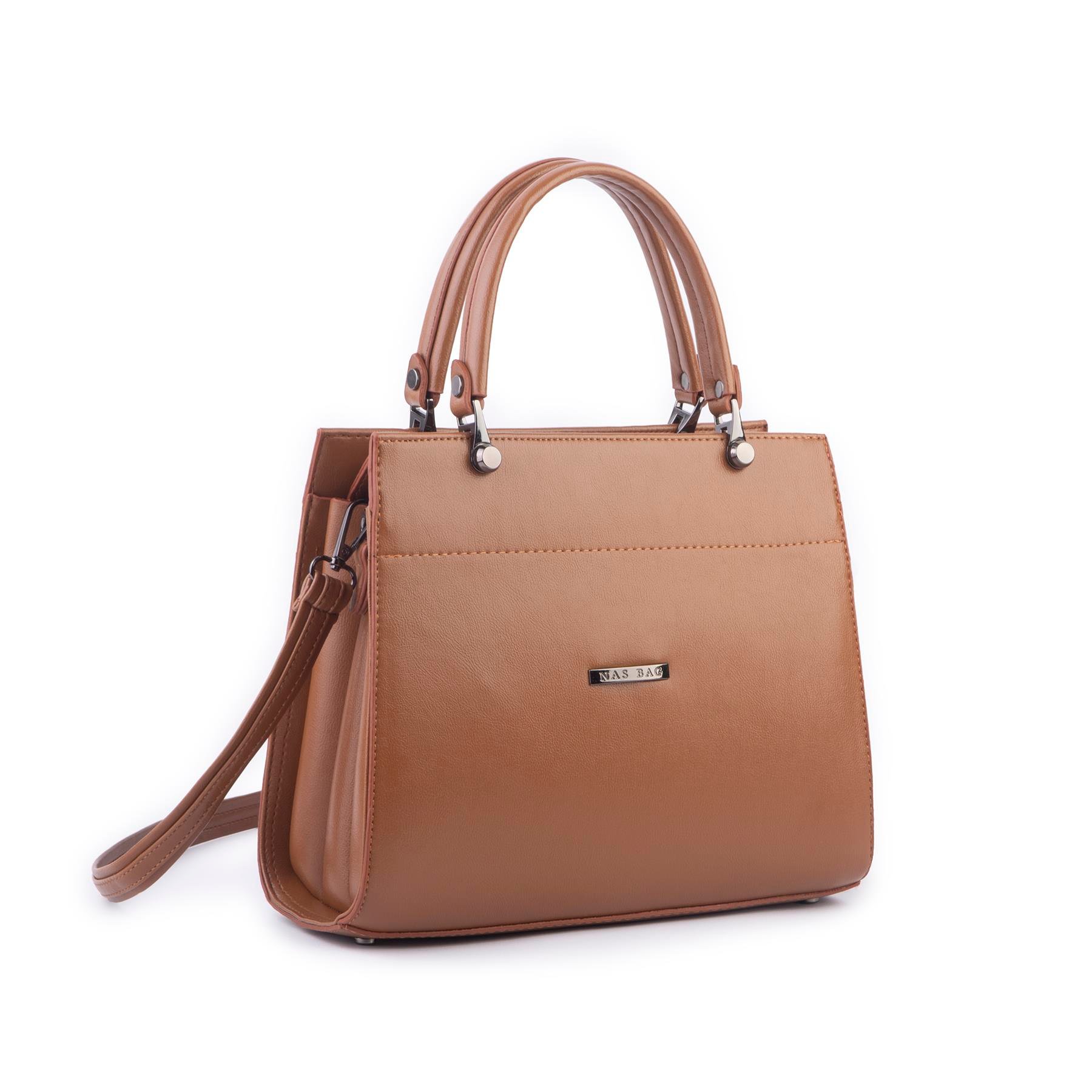 Nas Bag Orjinal Kadın El ve Omuz Çantası Klasik Şık Taba Nero (En :30 cm Boy:26cm)